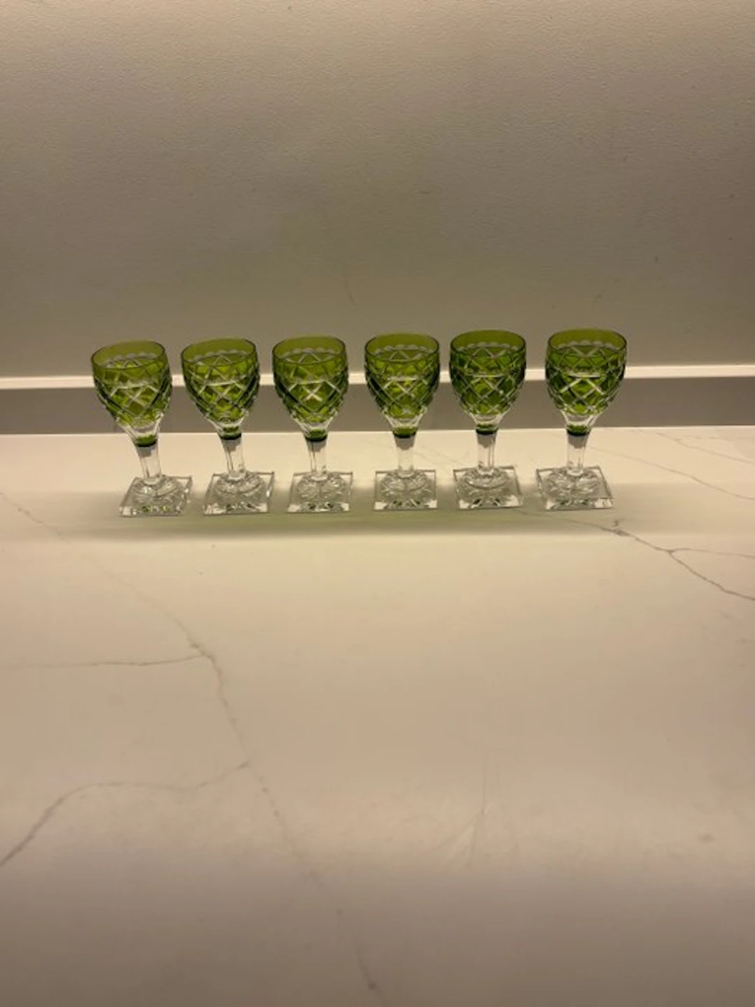 Val Saint Lambert - Wine glass (6) - Saint Helena - Crystal - 6 green