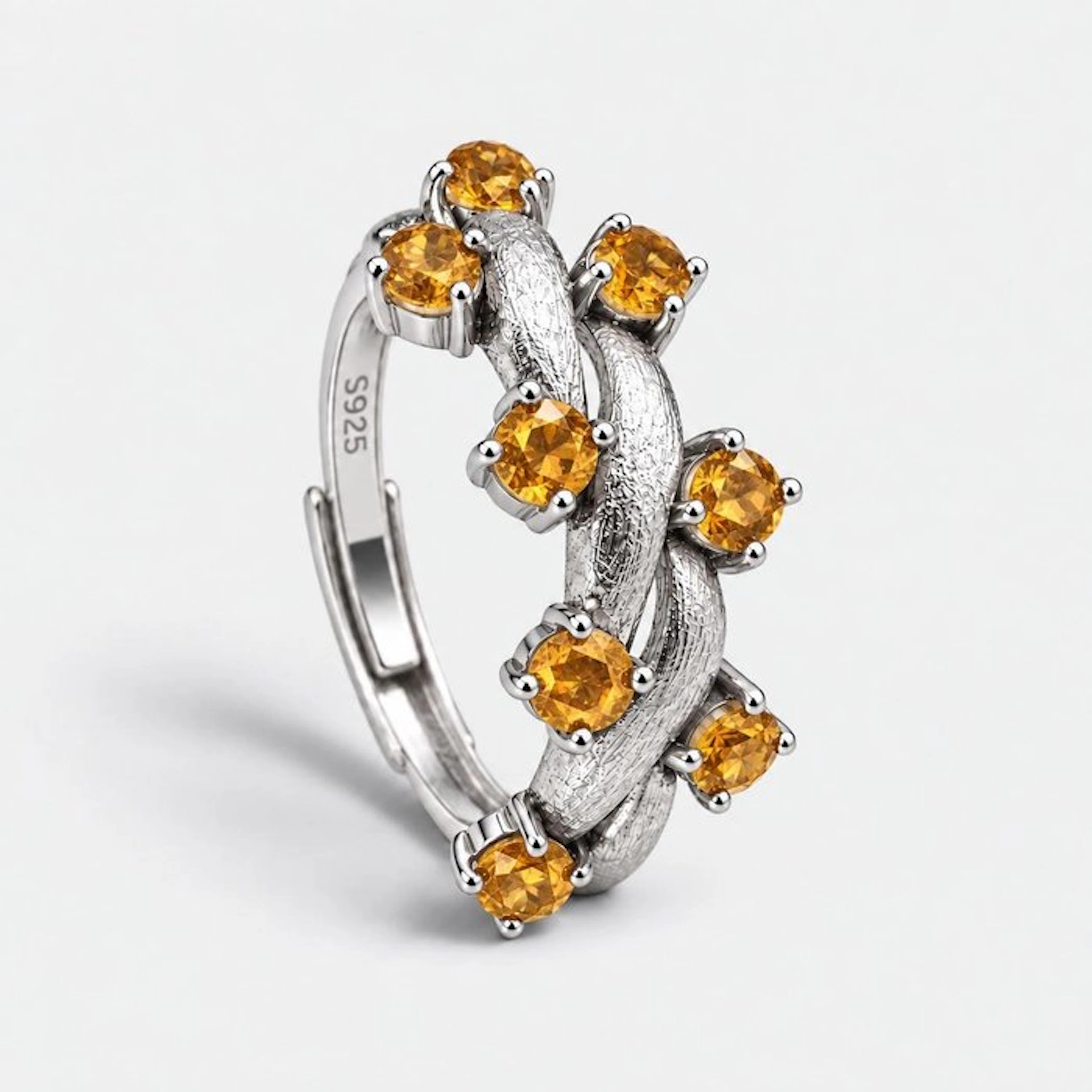 No reserve price - Ring Silver Citrine