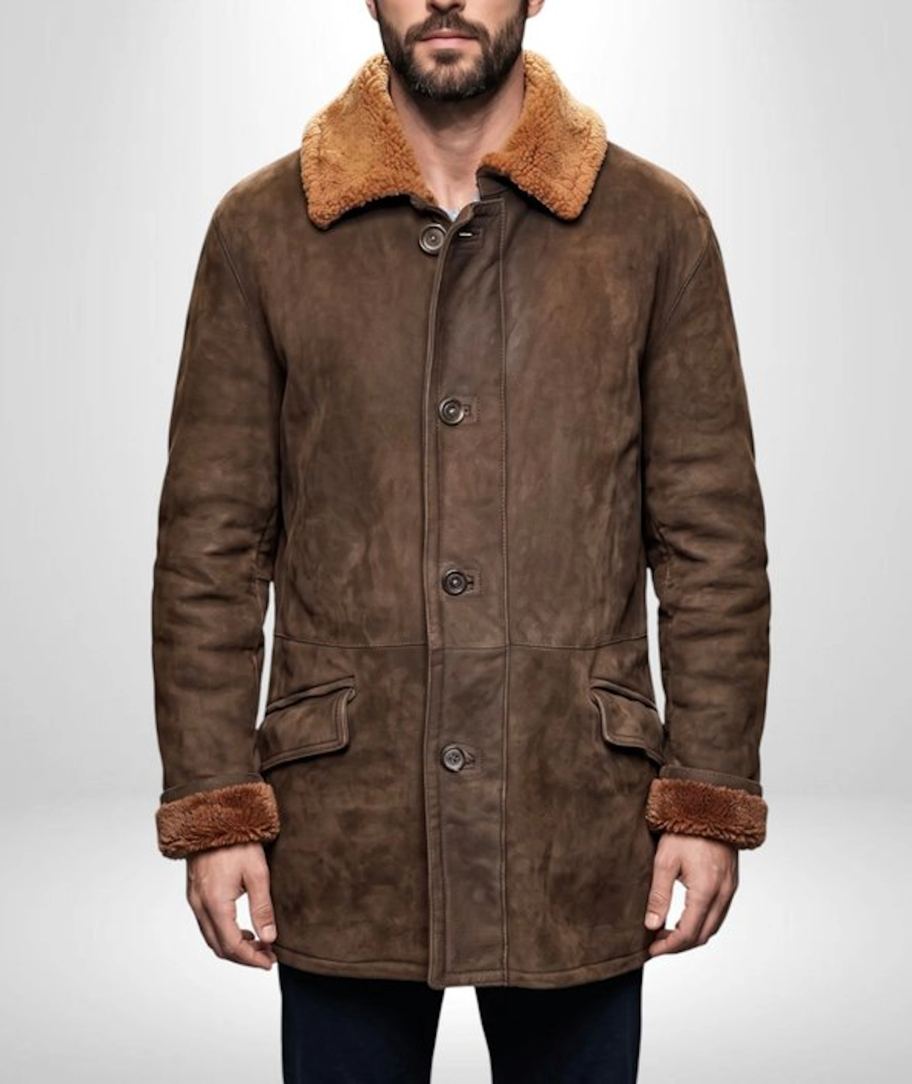 Original SHEARLING 100% Leather Exclusive Premium Aviator classic Coat Tg