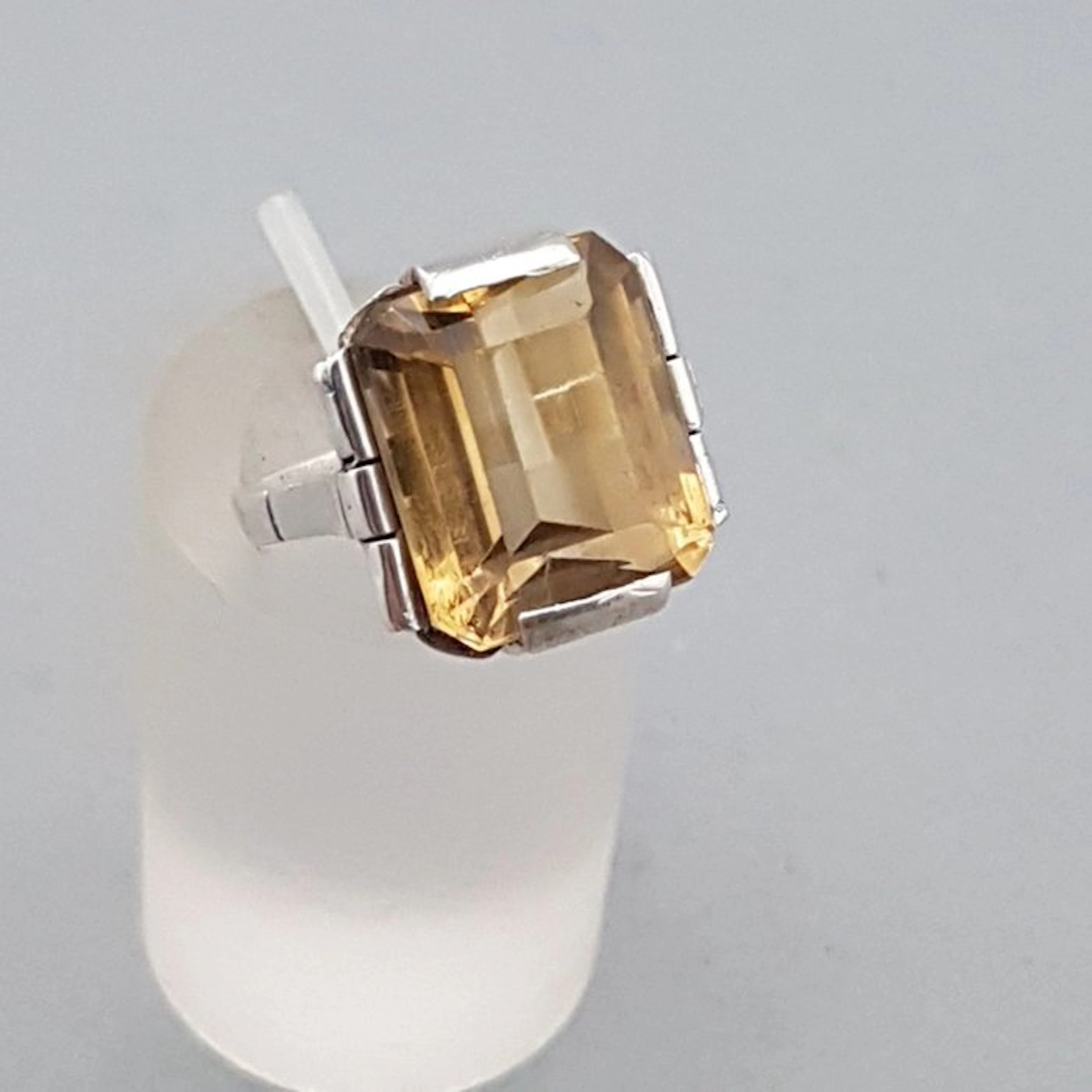 Silver, Art Deco, Citrine (Tested) - Ring