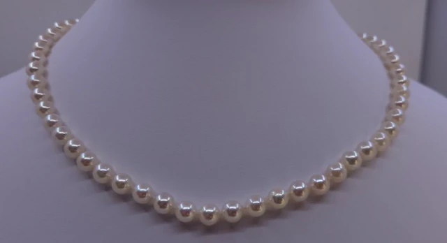 Necklace 6.5x7mm Bright Akoya Pearls