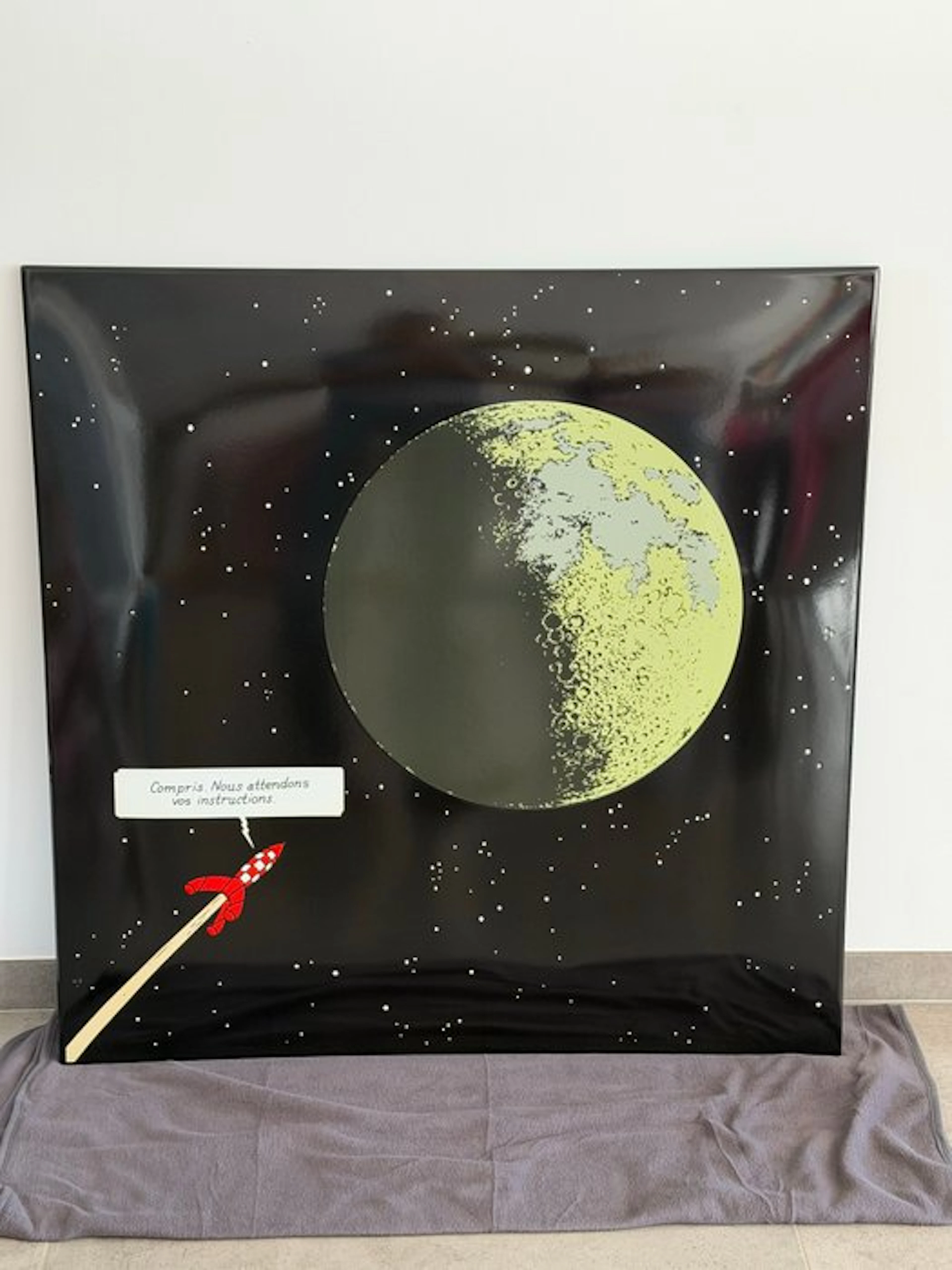 Tintin - 1 Enamel plaque - Tintin Moon - Émaillerie belge / Lombard - 1985