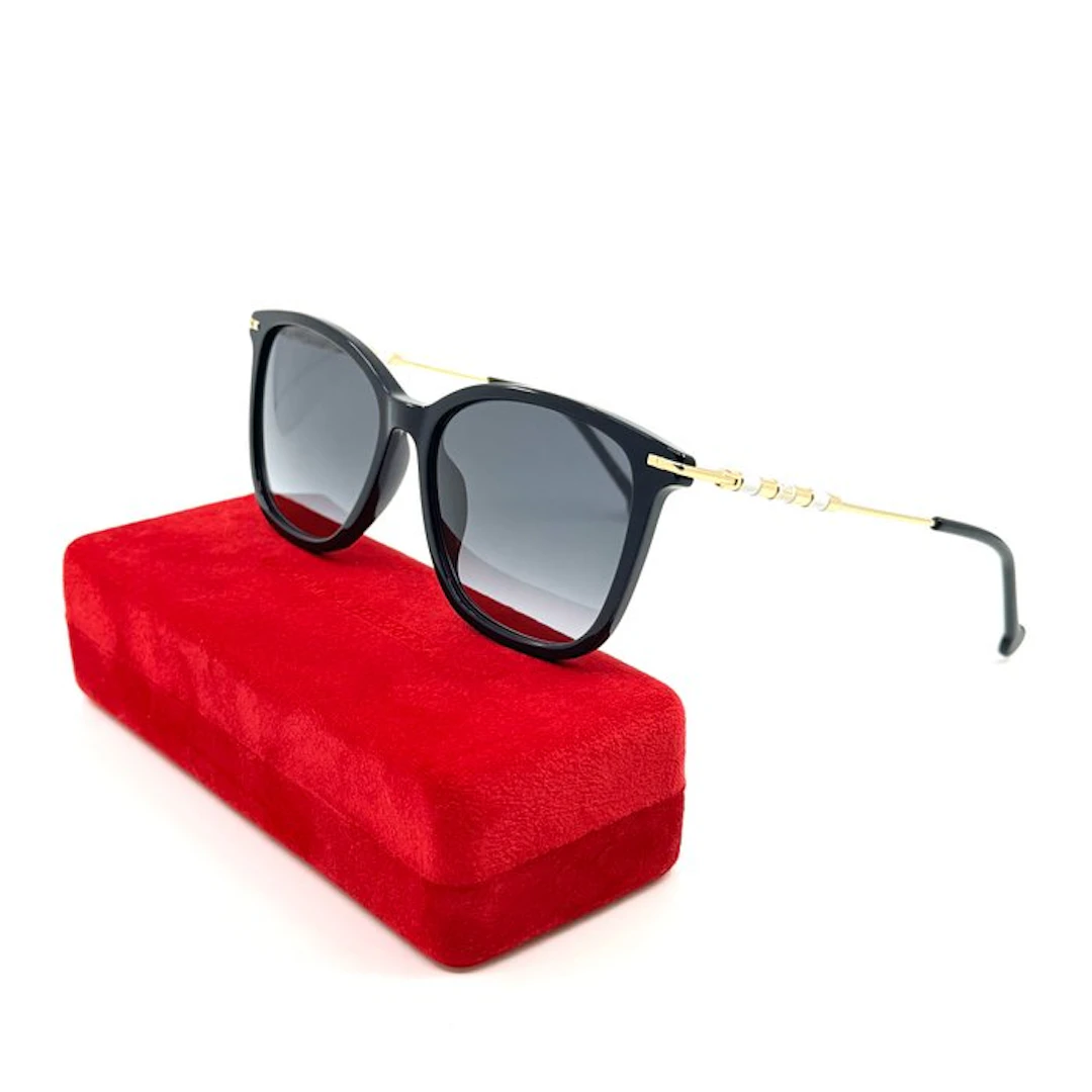 Carolina Herrera - *NEW* - Gold Metal - Black Acetate - Grey Lenses
