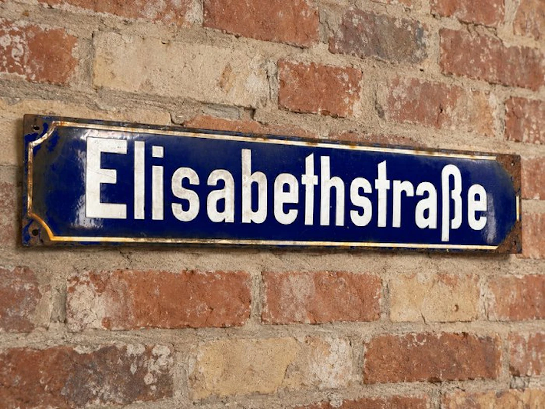 Emaille straatnaambord ‘Elisabethstraße’ – diepblauw met...