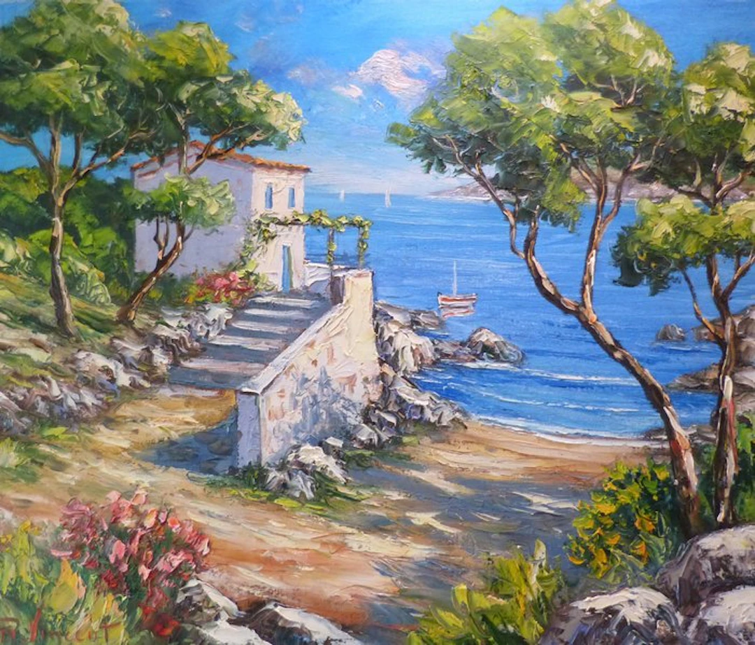 R. Vincent (1954) - Le Lavandou en Provence oeuvre de Vincent Rallo