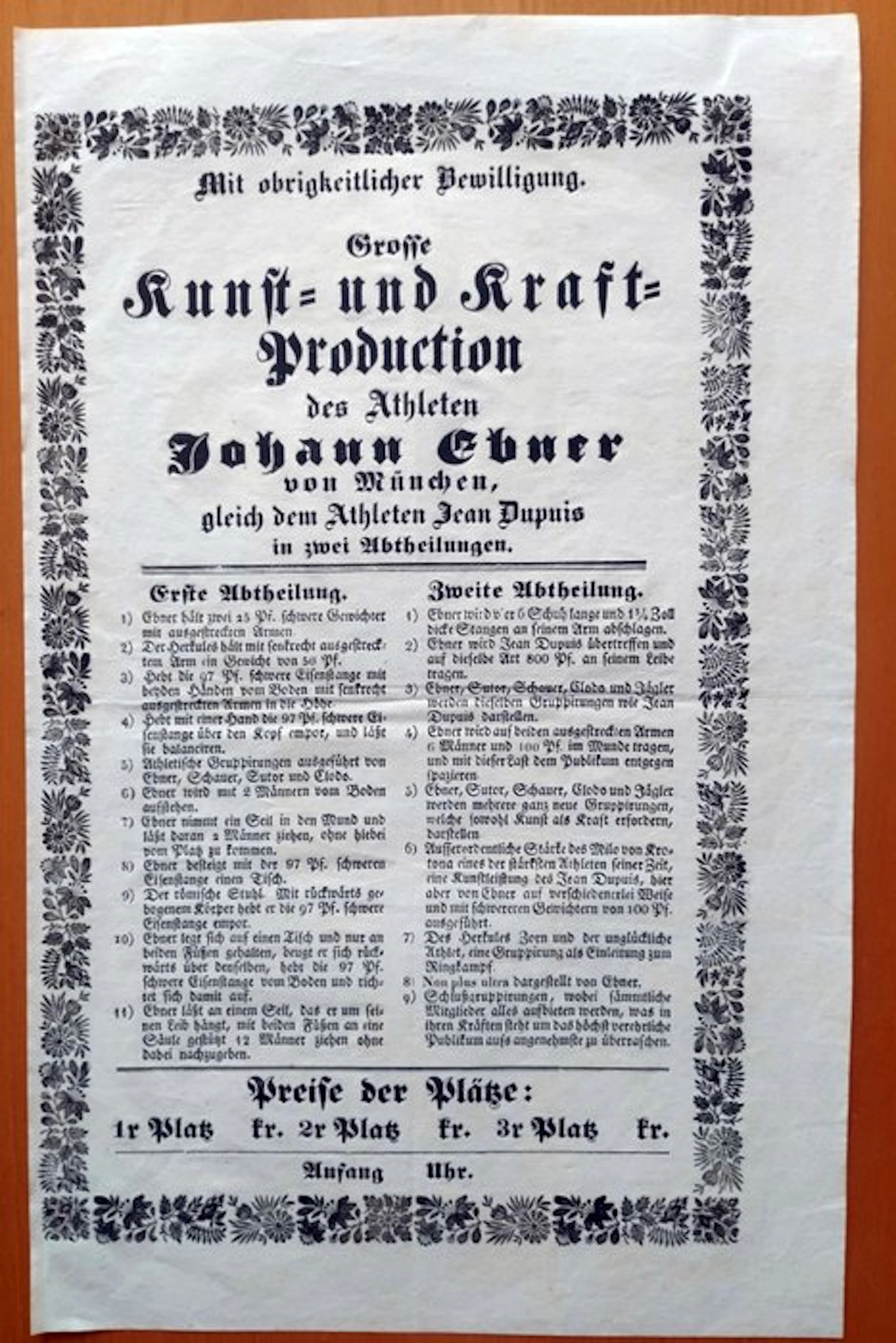 Kunst- und Kraft-Production des Athleten Johann Ebner von München