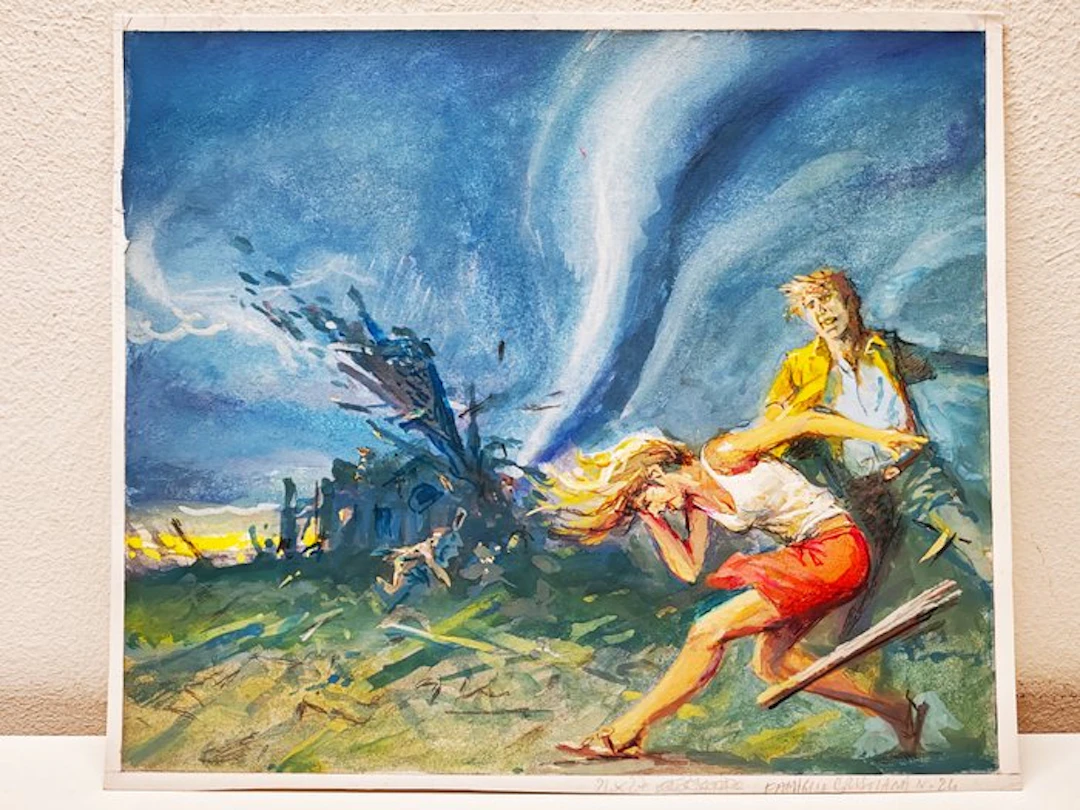 Baraldi, Severino - Original colour drawing - Catastrofi...