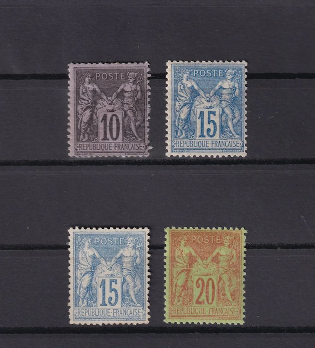 France 1877/1884 - Type II sage collection - Yvert n°89, 90 et 96