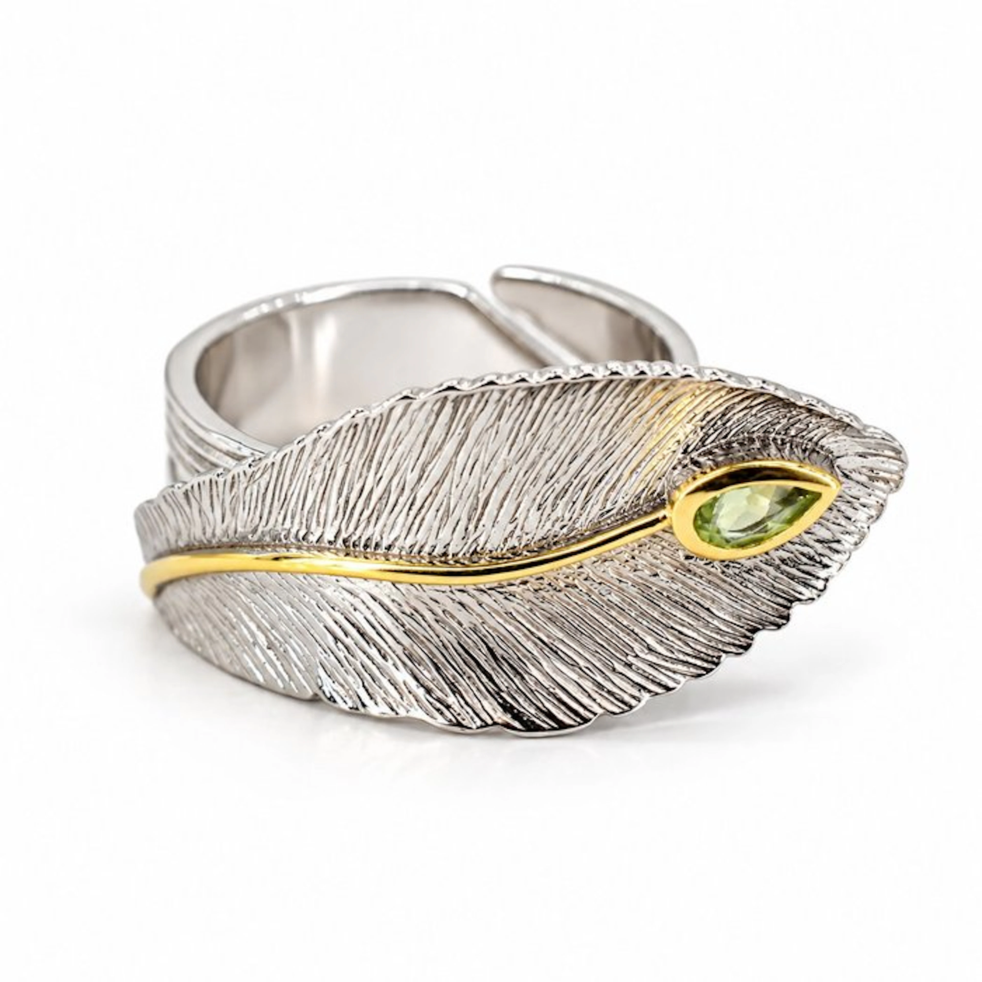 No reserve price - Ring Gold-plated, Silver Peridot - Exclusive edition