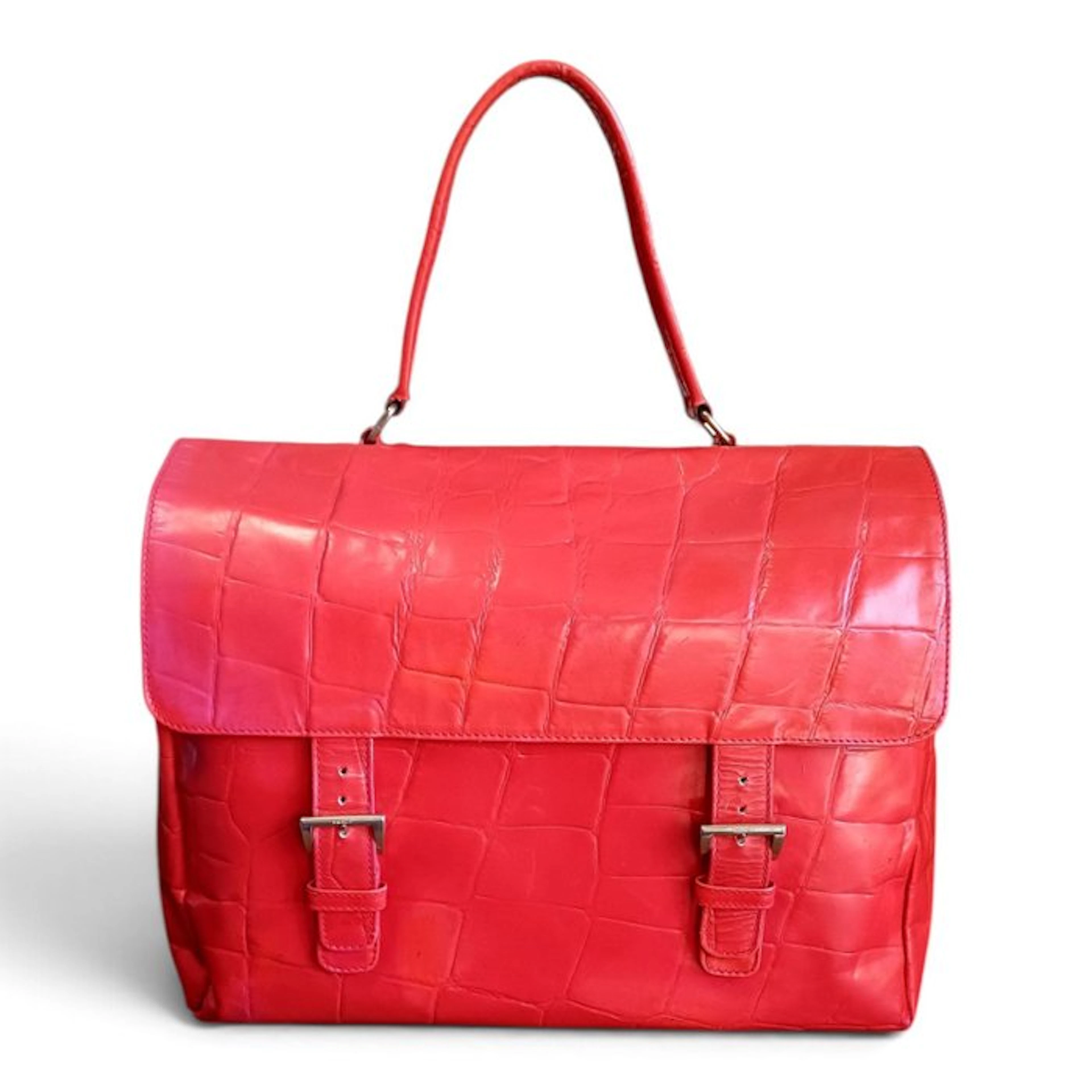 PRADA - Cartella Professionale Vintage – Pelle stampata...
