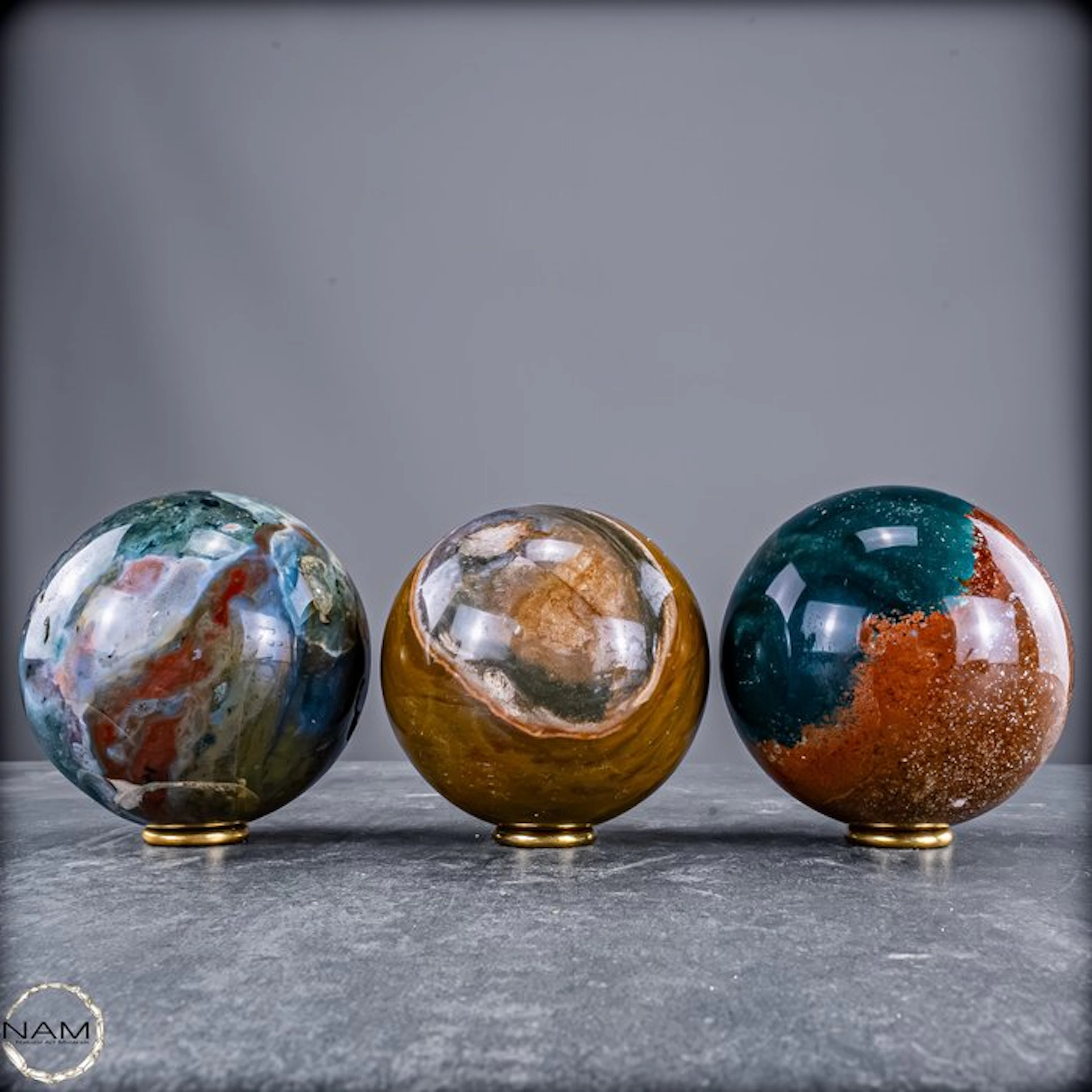 Jasper & Agate Sphere Set – Natural diversity in perfected form- 2678.66