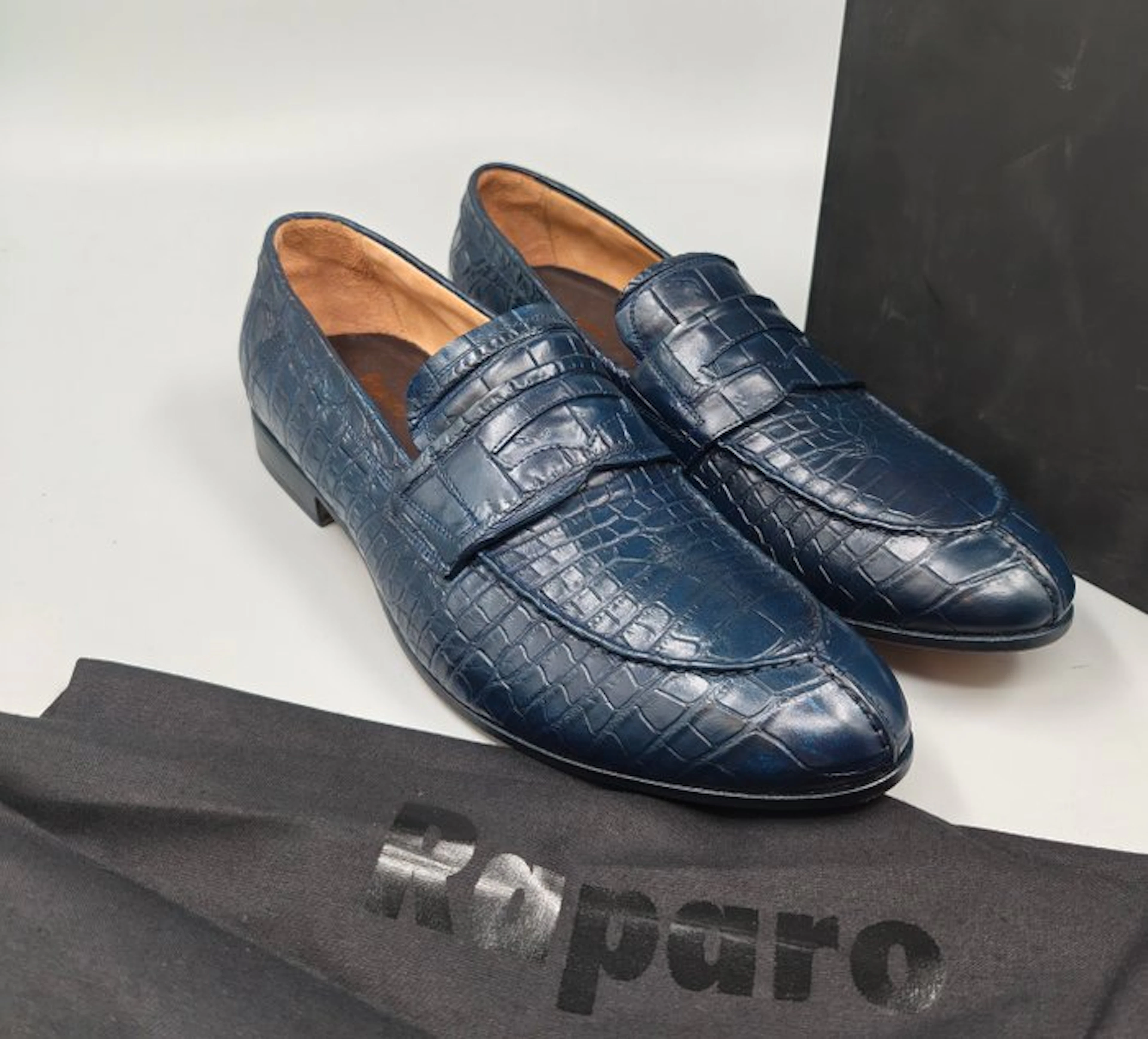 Raparo-UK10-Crocodile-Pennyloafers - Loafers - Size: EU 44 - New in box