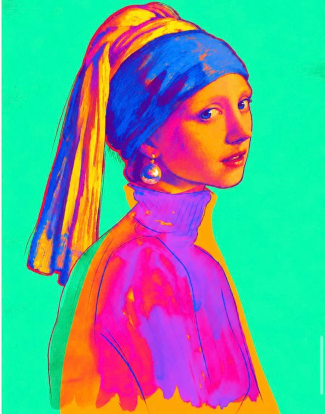 Eric Brumette - LA JEUNE FILLE A LA PERLE BY WARHOL - Toile L - LIMITED EDITION