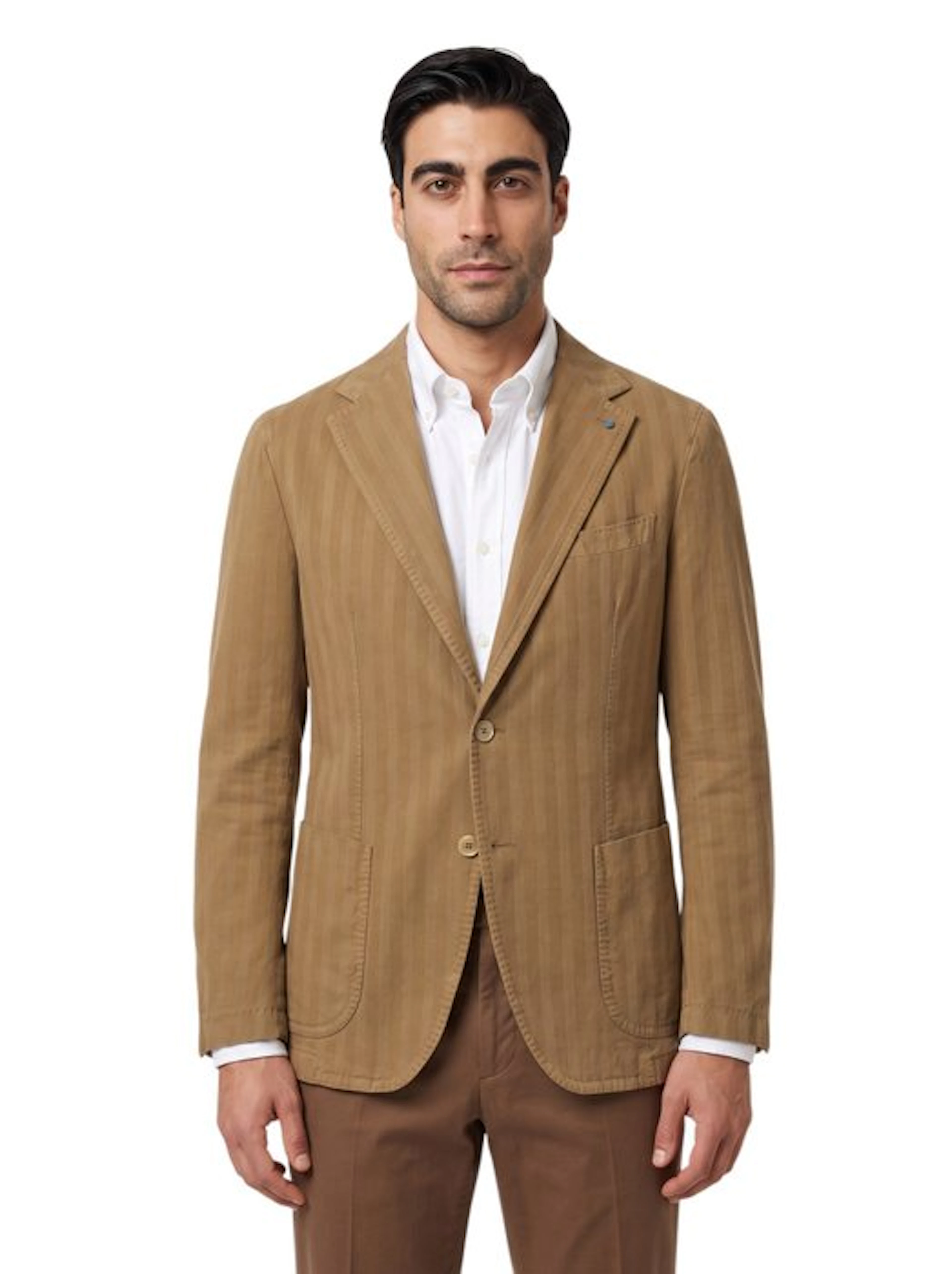 GIAMPAOLO - 50 IT - Blazer Jacket Dark Beige Herringbone...