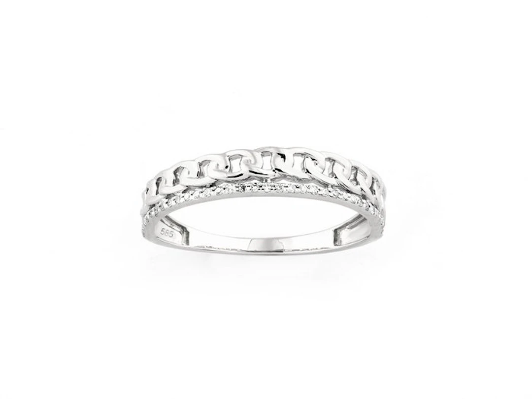 Ring - 14 kt. White gold - 0.05ct. tw. Diamond (Natural)