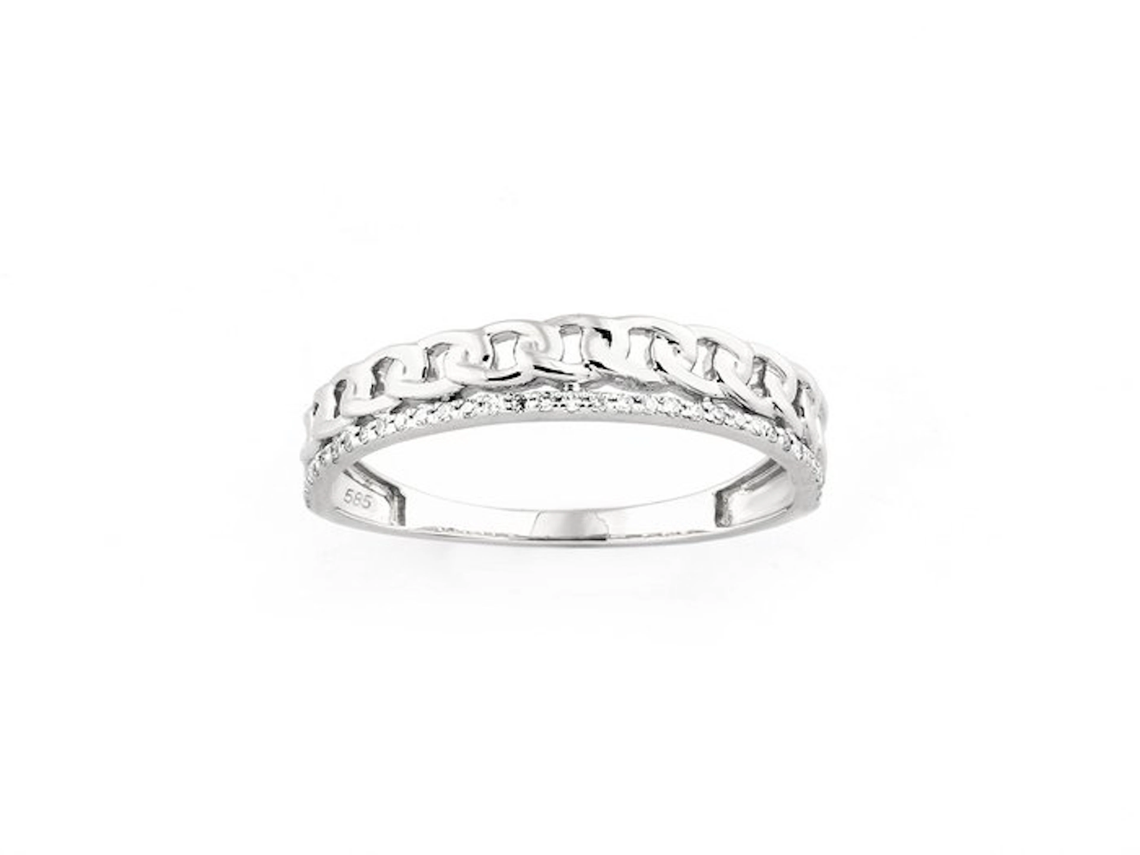Ring - 14 kt. White gold - 0.05ct. tw. Diamond (Natural)