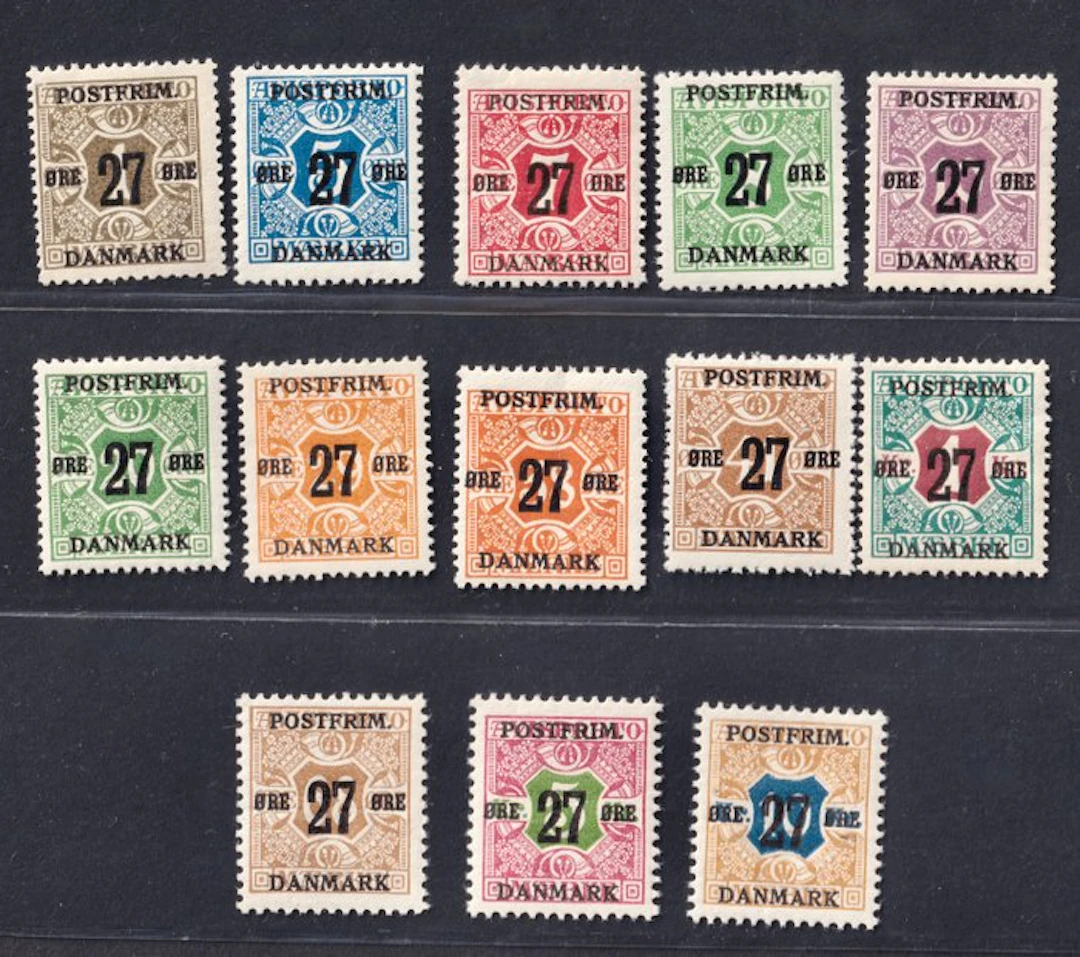 Denmark - 1918 – 27 øre Provisional Issues – complete set...