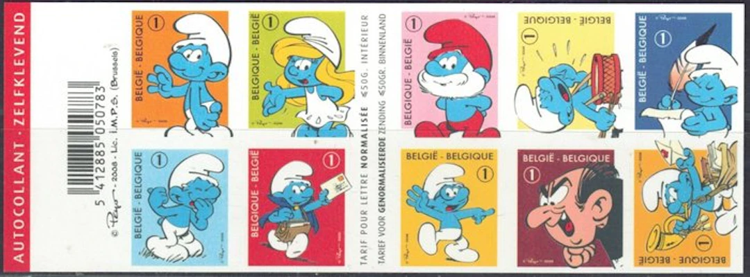 Belgium 2008 - Booklet "Smurfs" unused with spine number...
