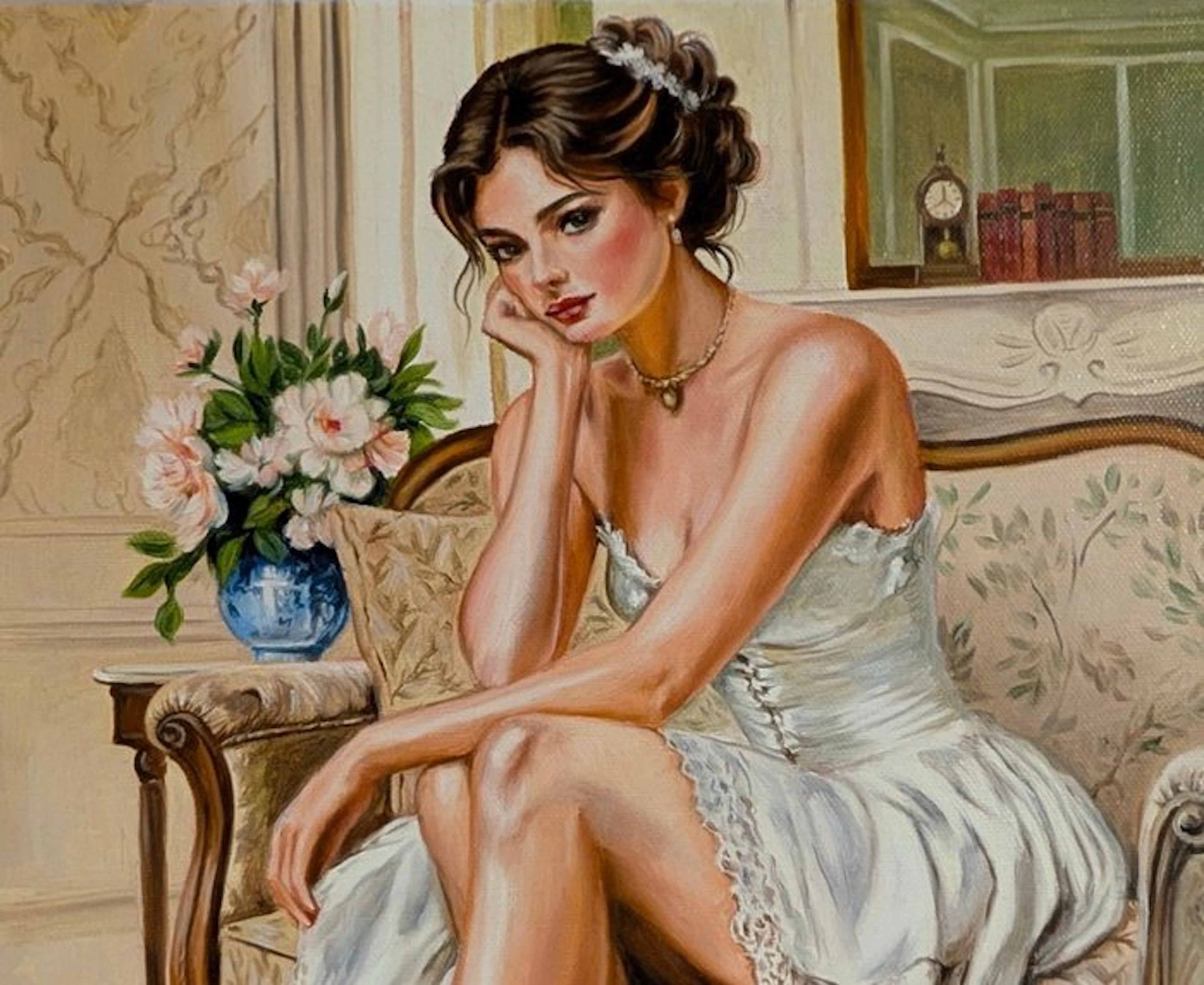 Italian school (XX) - Ritratto in interno signorile