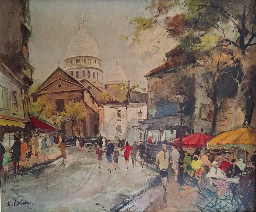 François Claver (1918–1961) - "Place du Tertre en de Sacré-Cœur, Parijs"
