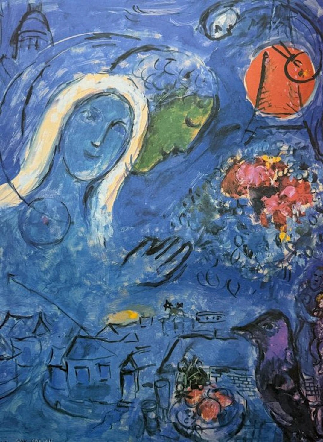 Marc Chagall (1887-1985) - Amoureux au soleil rouge