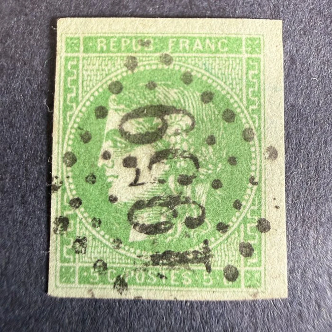 France - Yvert 42B "Bordeaux 5c green-yellow" canceled