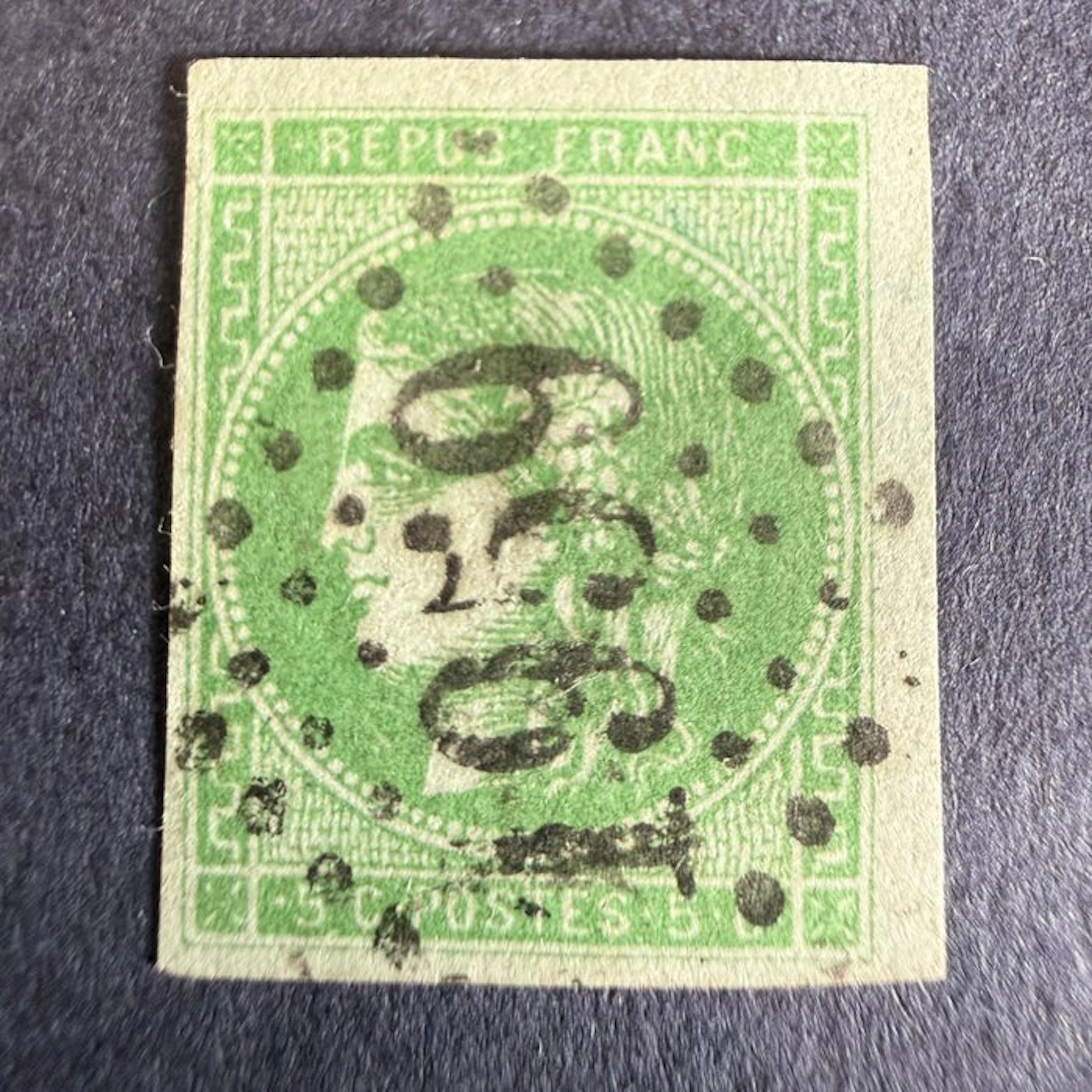 France - Yvert 42B "Bordeaux 5c green-yellow" canceled