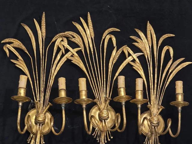 Wall sconce (3) - Gilt bronze - Trionfo bouquet of ears