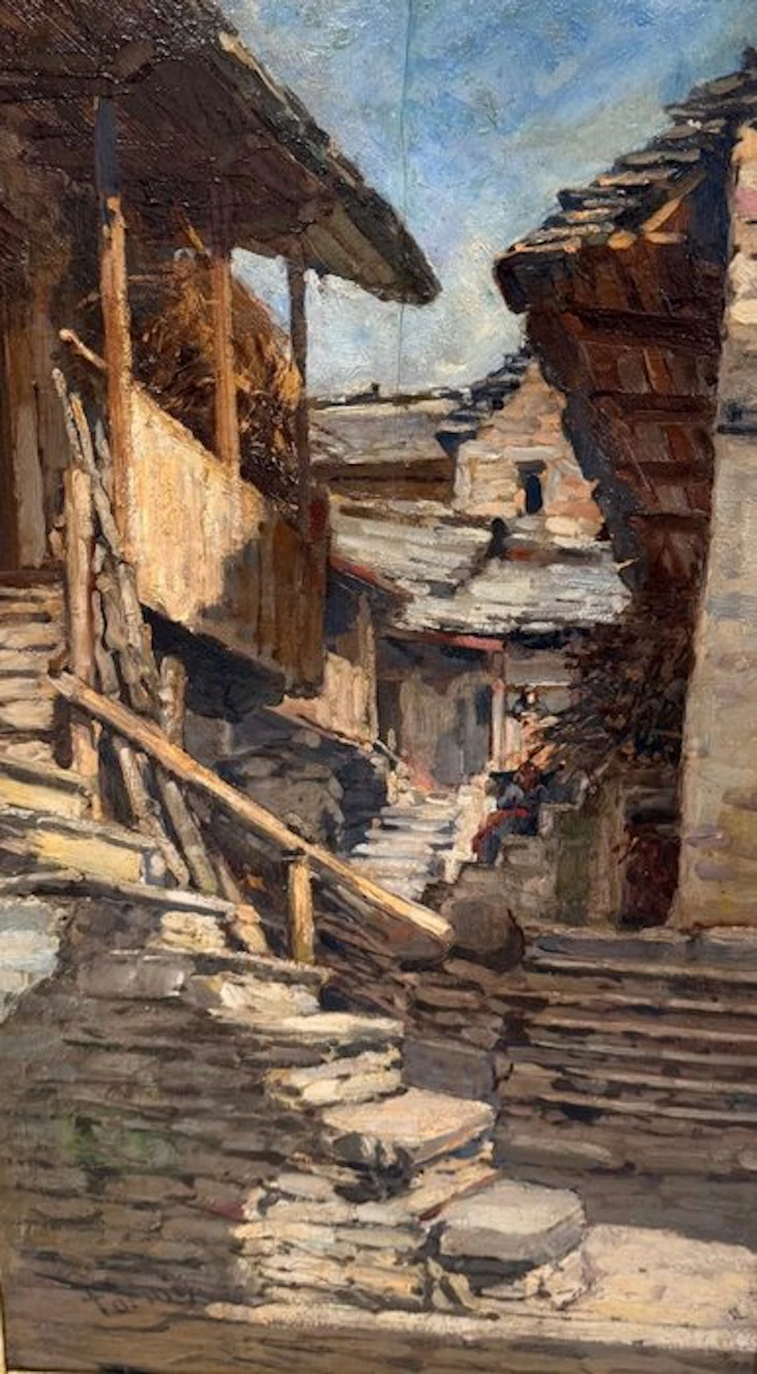Achille Befani Formis (1832-1906) - Mattino nel vecchio borgo