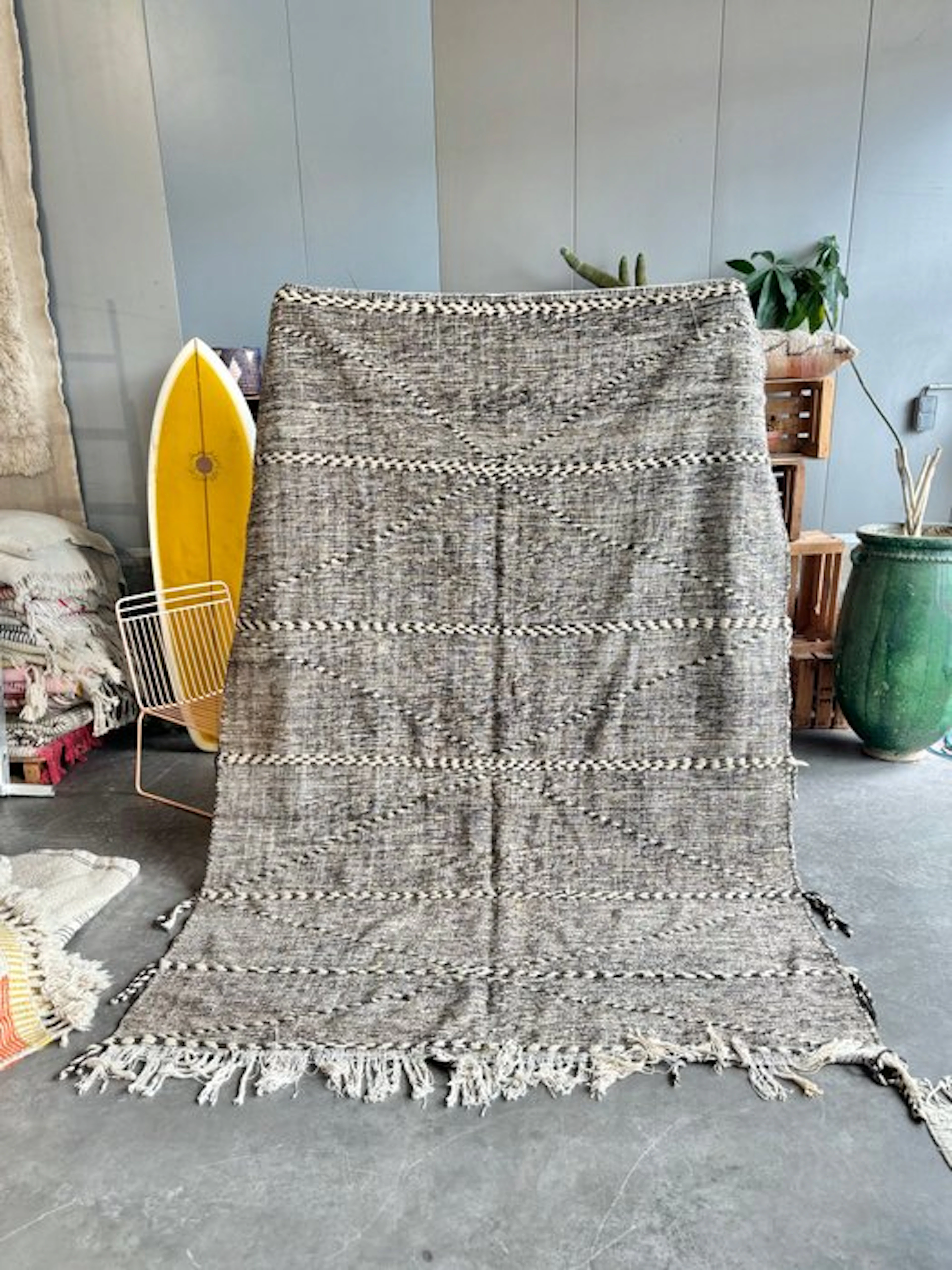 Vintage Moroccan Kilim – Handwoven Wool – Geometric...