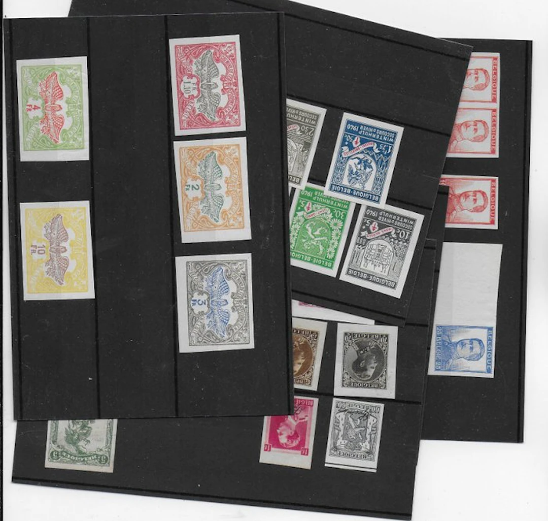 Belgium 1914/1950 - Composition of proofs, reprints and toothless