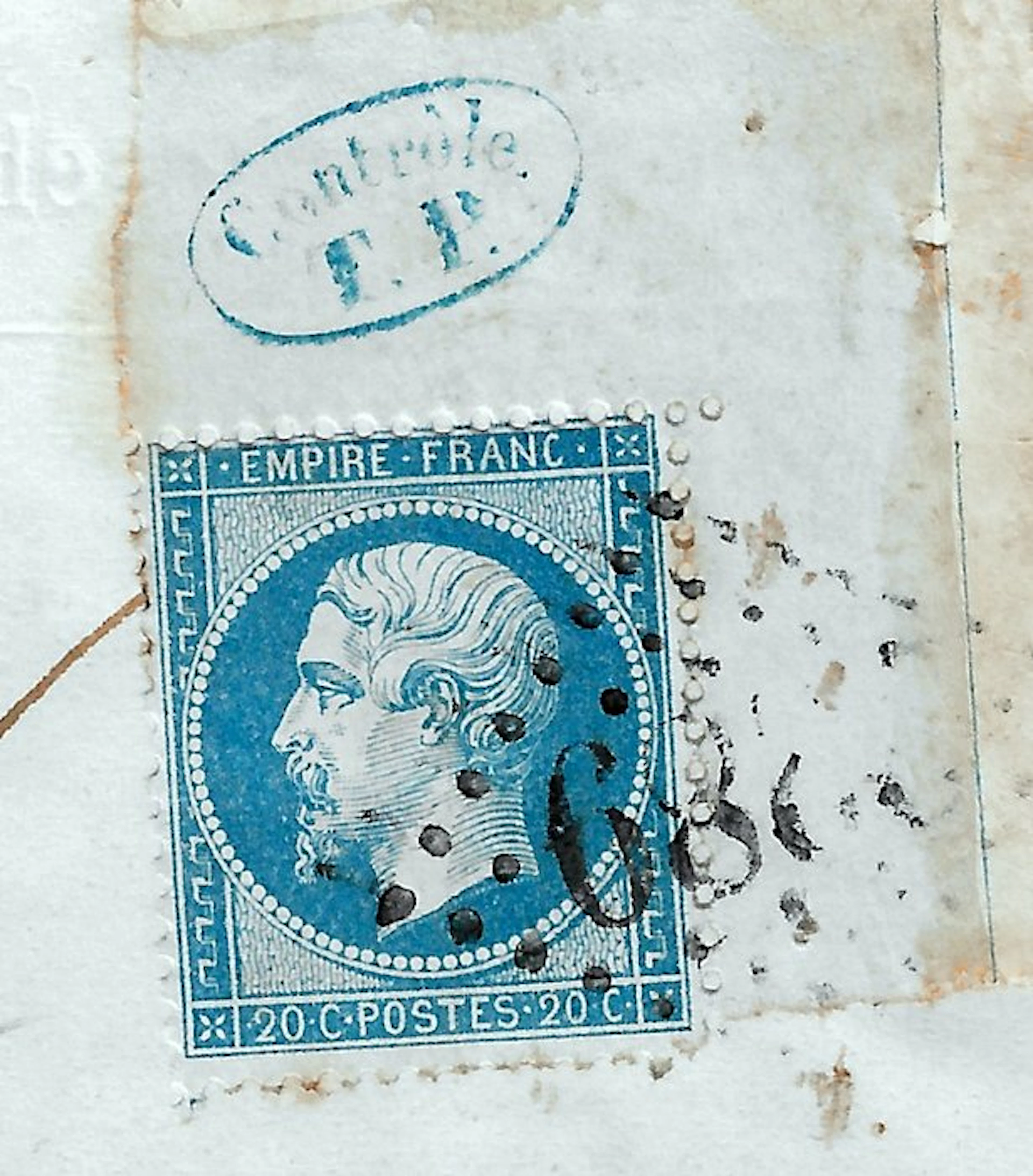 France 1862 - Imperial perforated 20 centimes blue with...