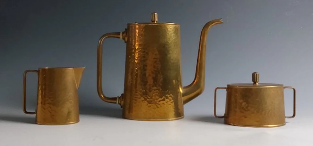 Gebrüder Bing - Coffee set (3) - Copper - Art Deco