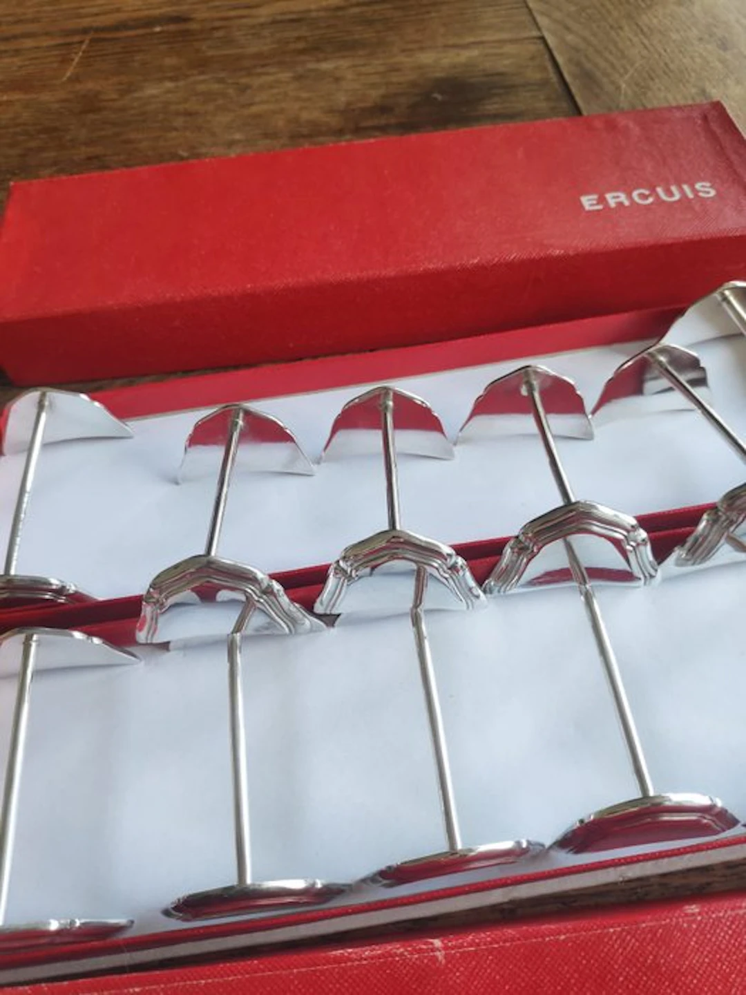 Ercuis - Knife rest (12) - Arceaux - heavy-gauge silver metal plate.