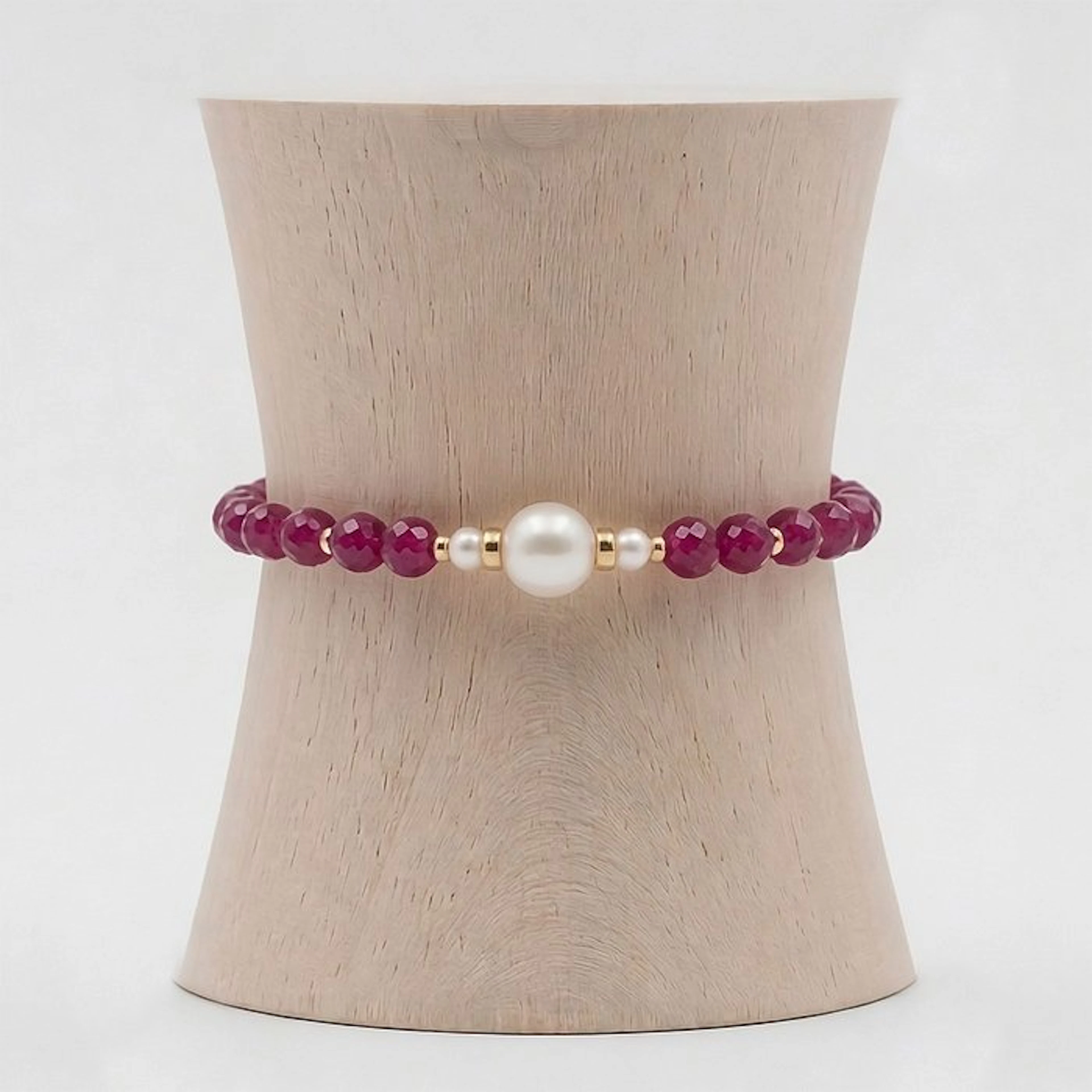 No reserve price - Bracelet - 18 kt. Yellow gold Pearl - Ruby
