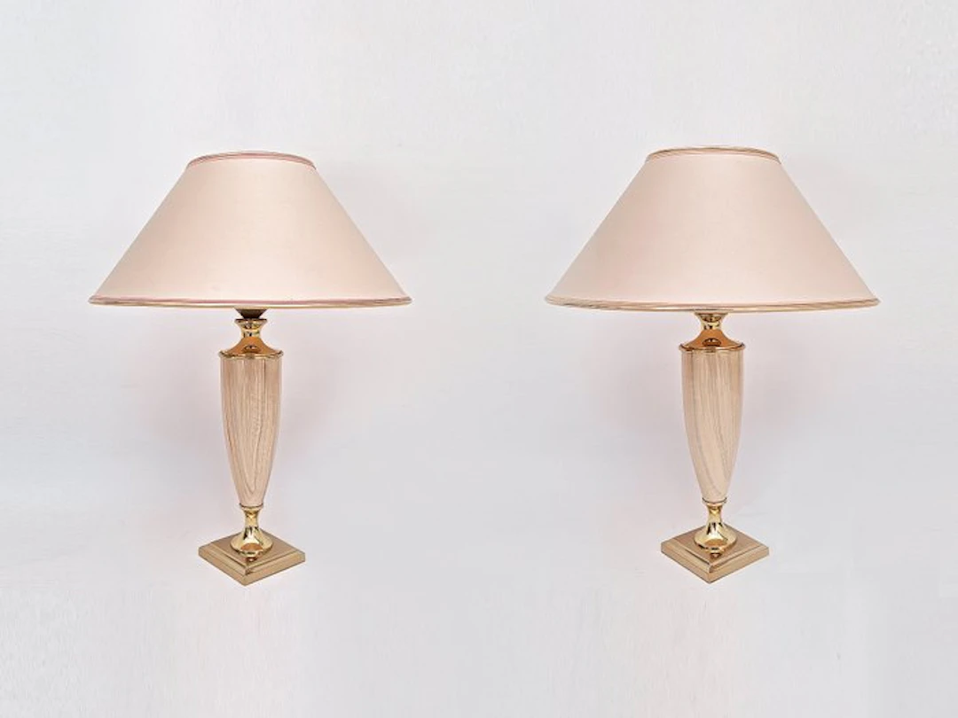 Le Dauphin France - Table lamp (2) - Saba, Class II - Ceramic, Metal, Textile