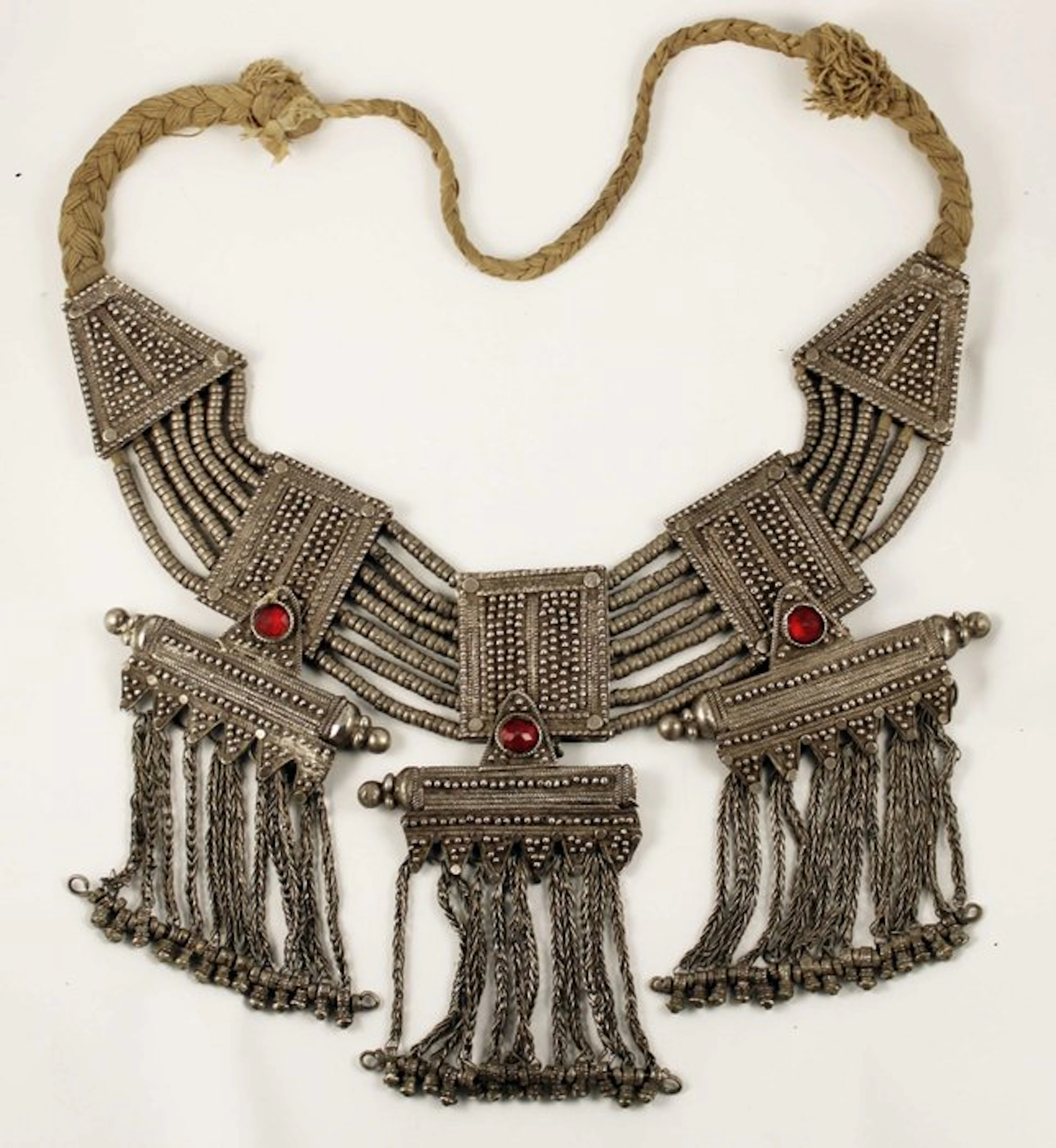 Huge Labba necklace - Silver, Glass - Yemen - Early 20th century