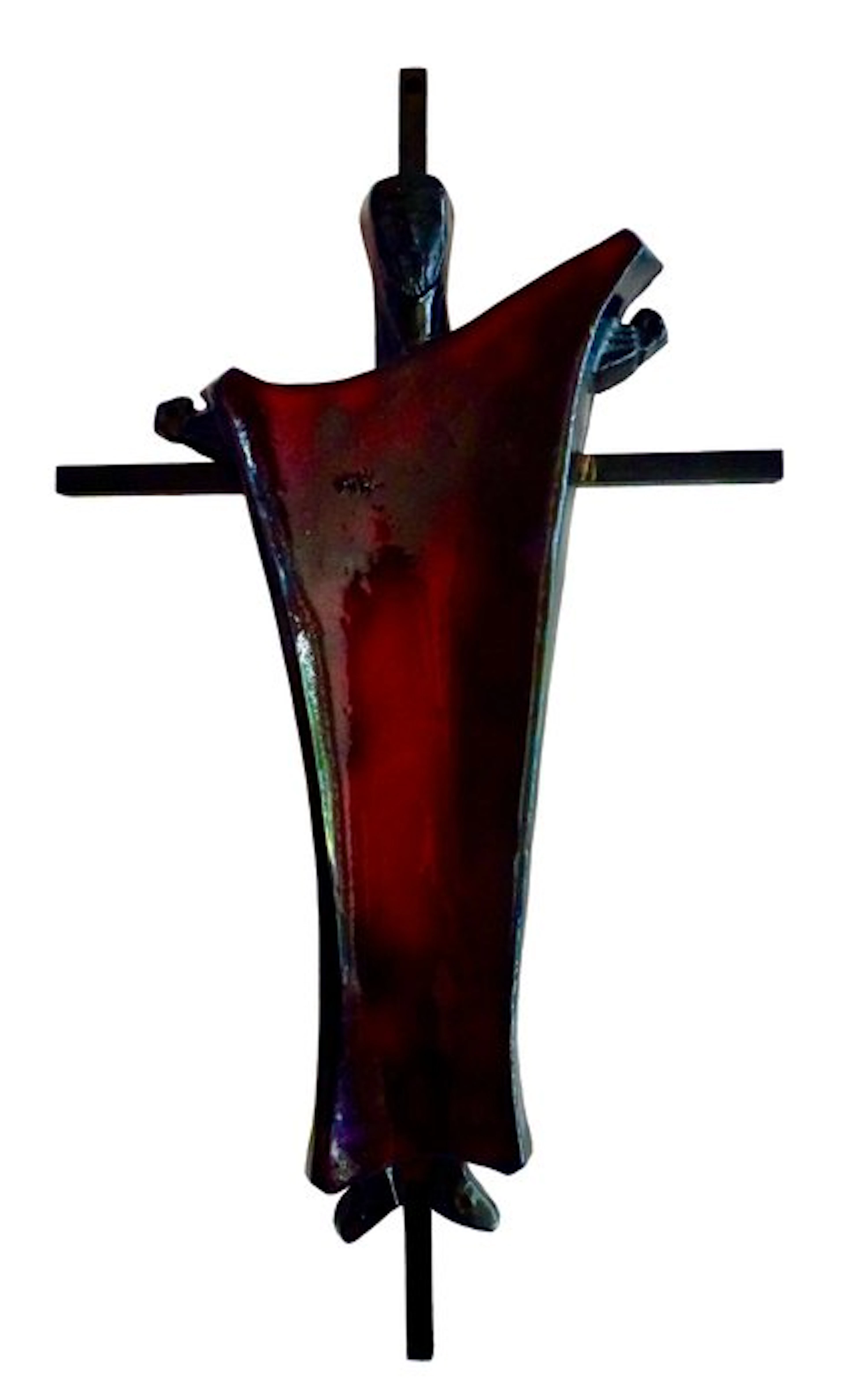 Mid-century modern Crucifix - Ceramic, Metal - 1960-1970 - Expressive - 38 cm