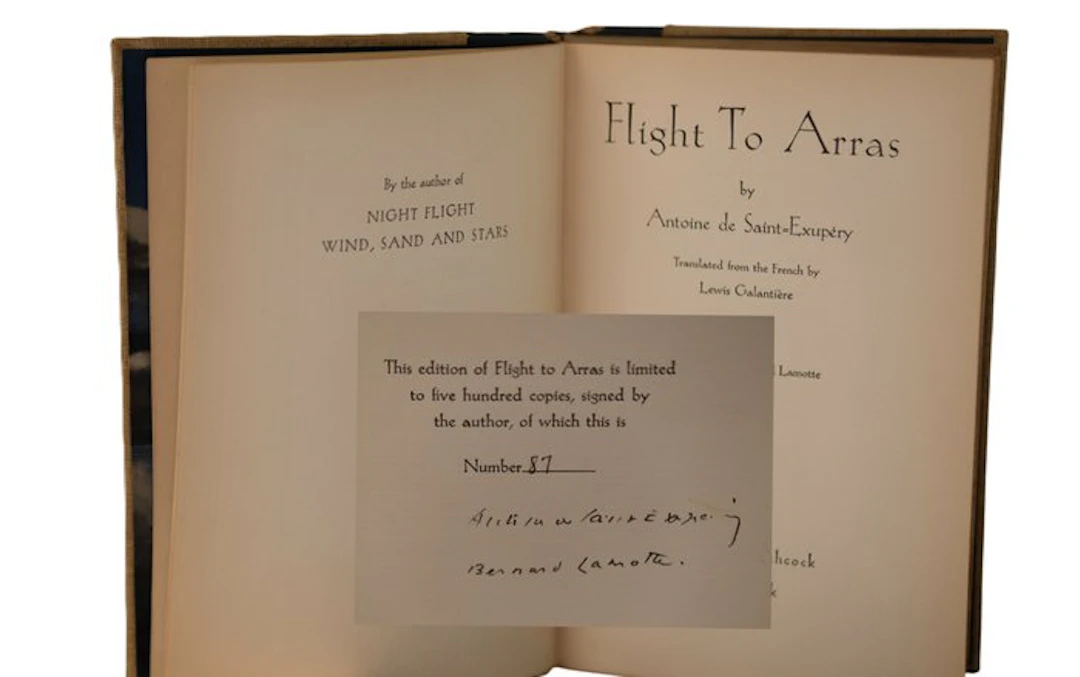 Signed ; Antoine de Saint-Exupéry / Bernard Lamotte - Flight To Arras [i.e