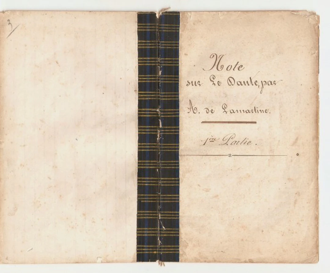 Alphonse de Lamartine - Note sur le Dante [copie manuscrite d'époque] - 1856