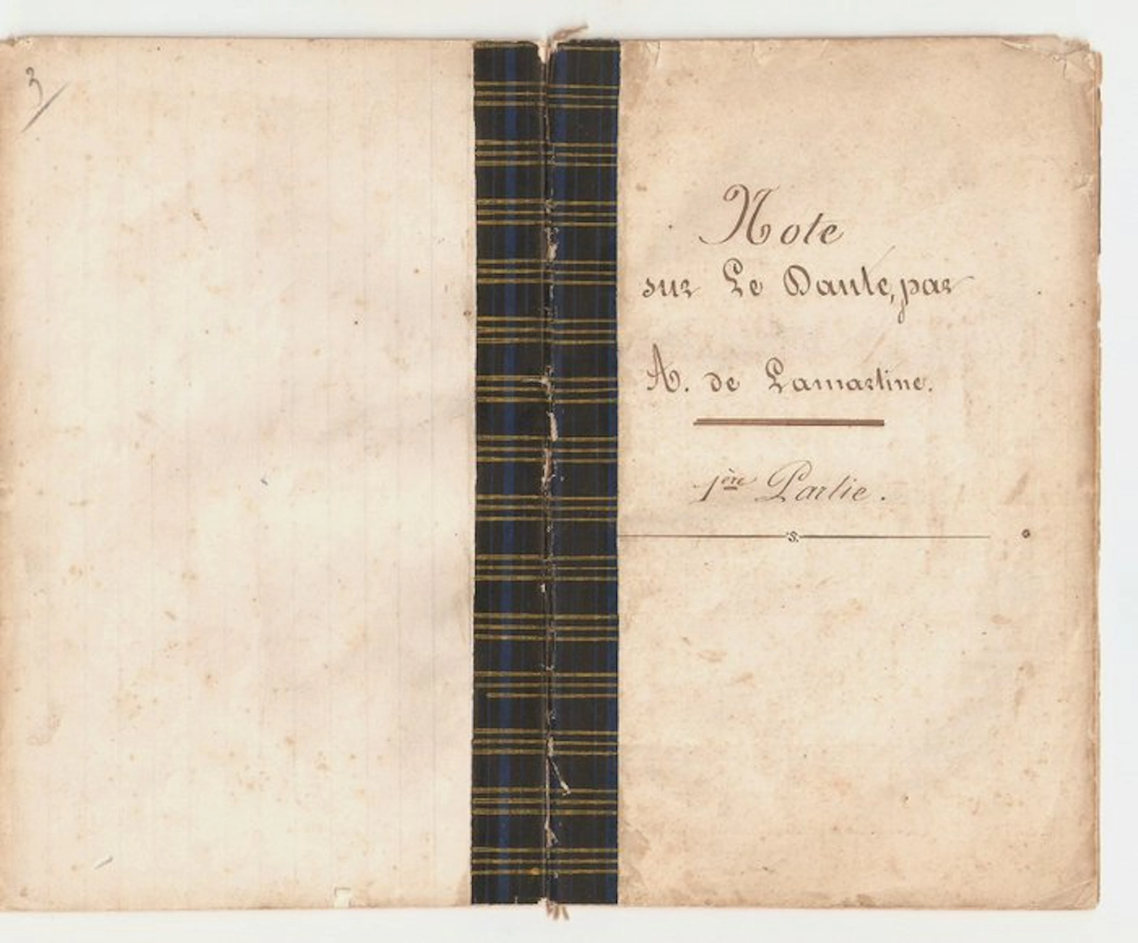Alphonse de Lamartine - Note sur le Dante [copie manuscrite d'époque] - 1856