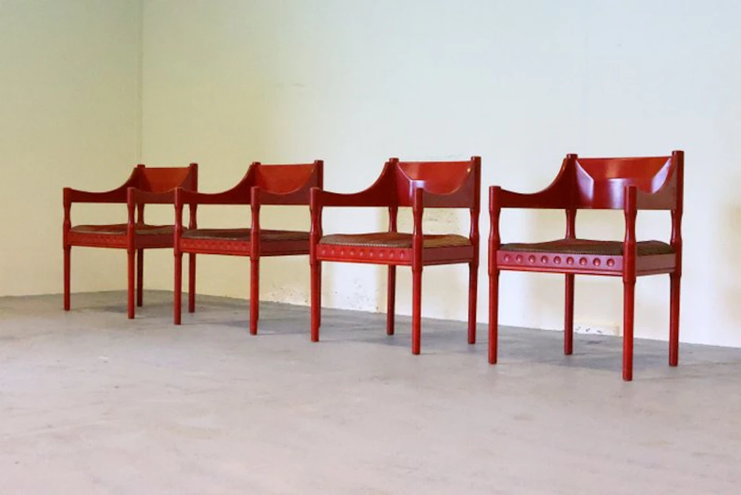 Armchair - Wood - Set of four vintage chairs