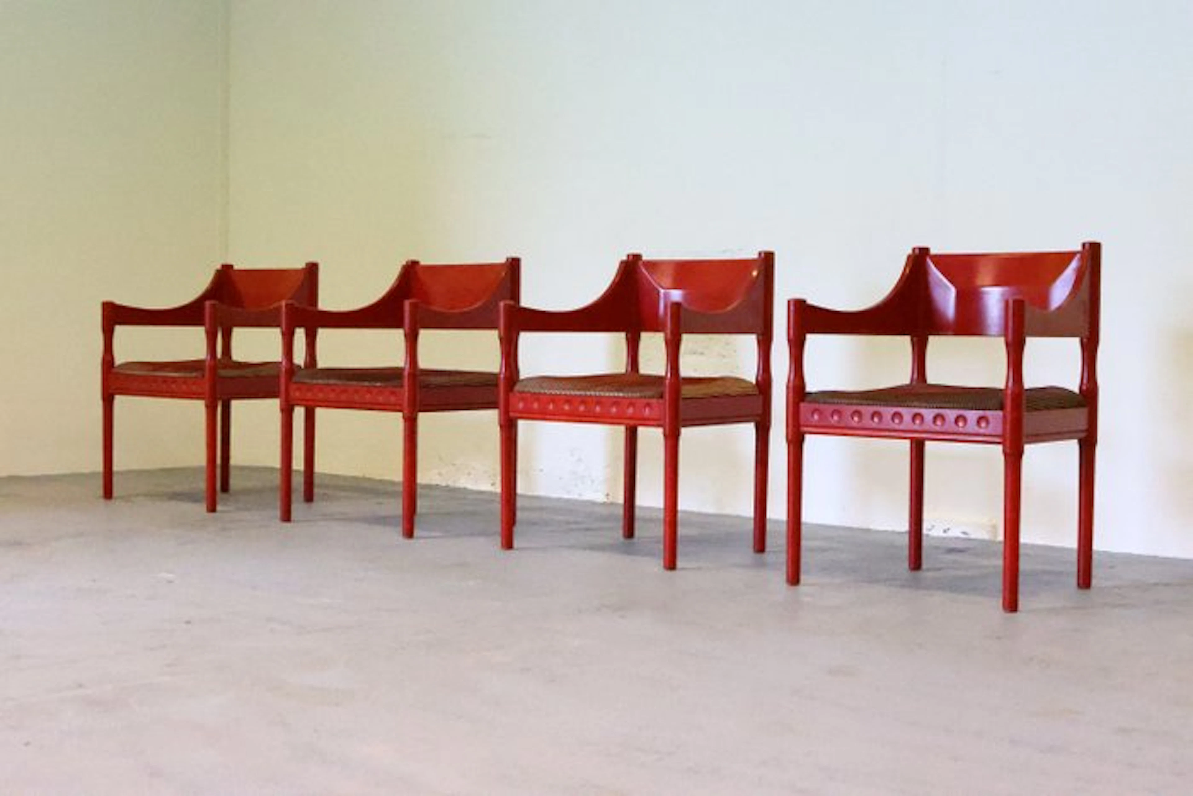 Armchair - Wood - Set of four vintage chairs