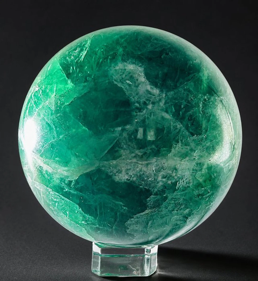 Emerald Green Fluorite Sphere – With Transparency and...