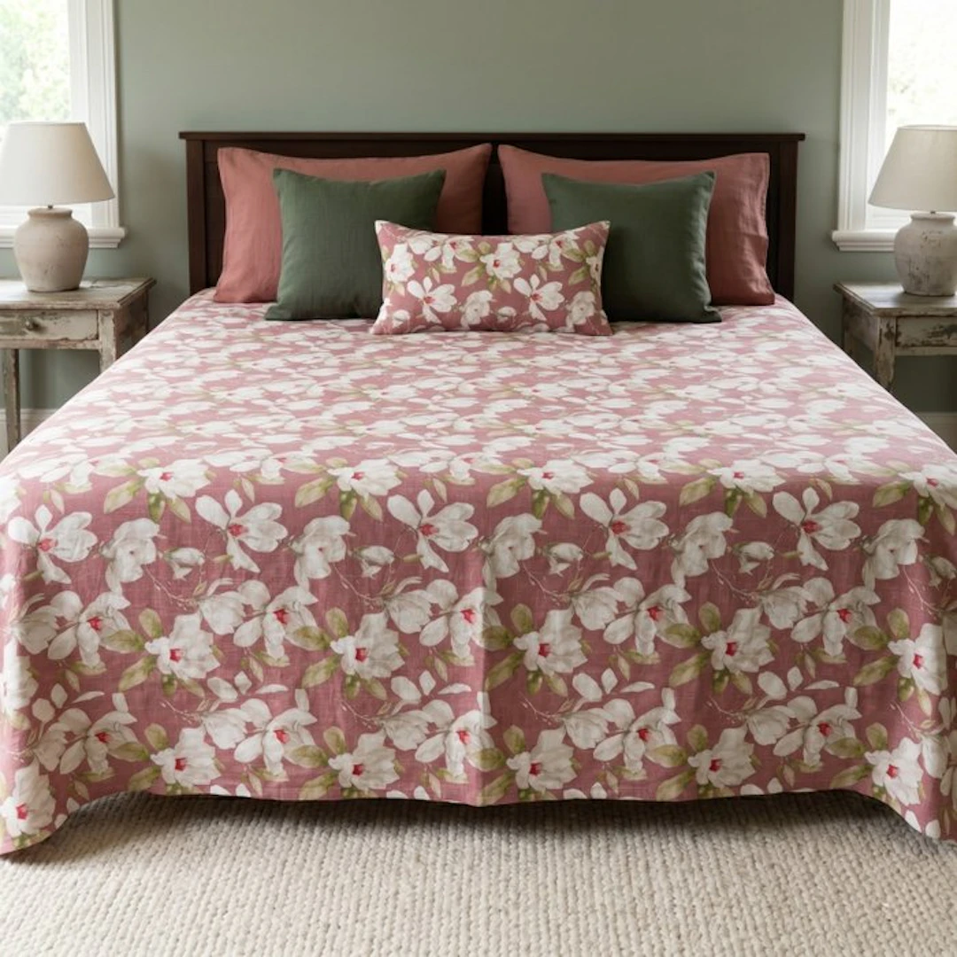 BA230 - Floral Bedspread - Ready to use – Pink