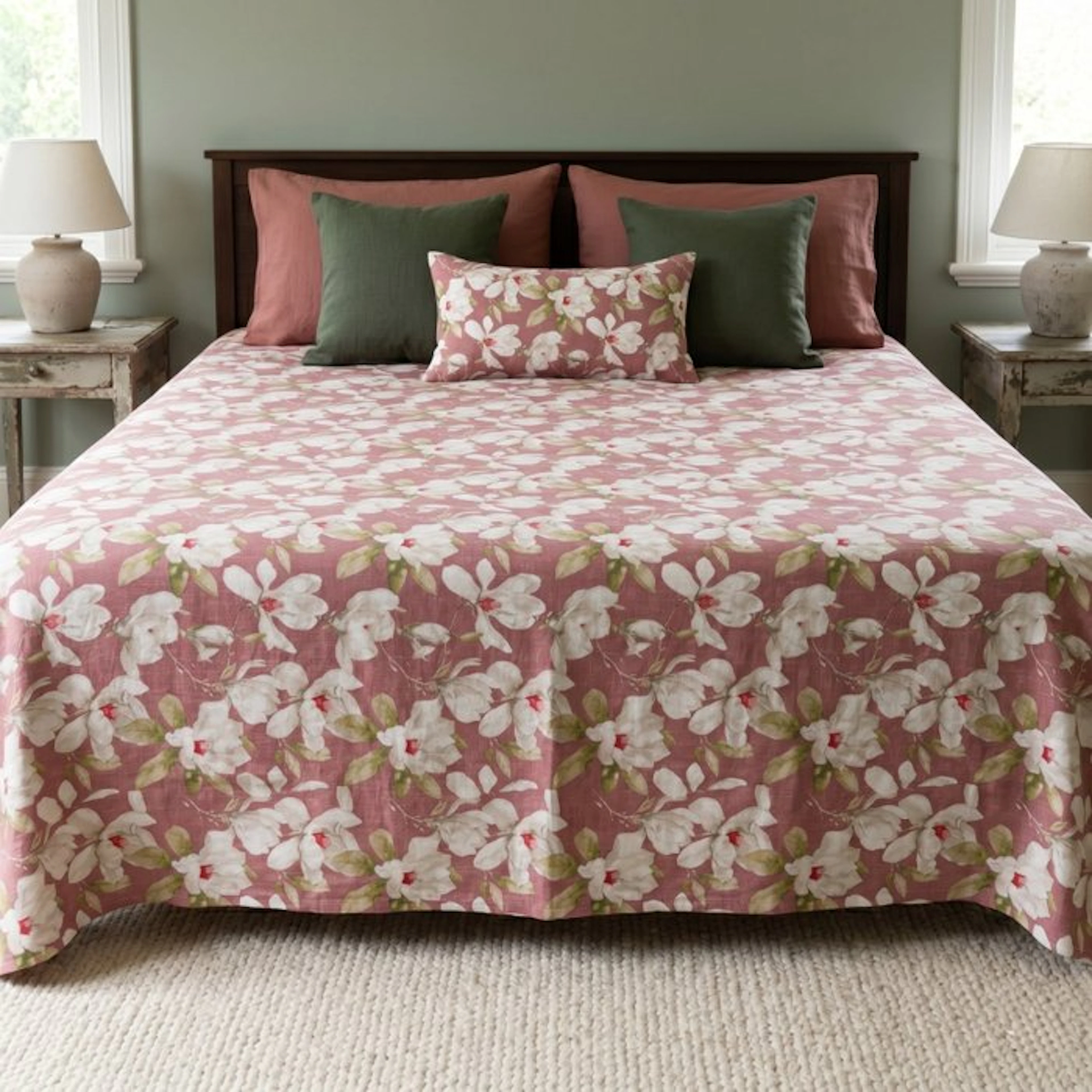 BA230 - Floral Bedspread - Ready to use – Pink