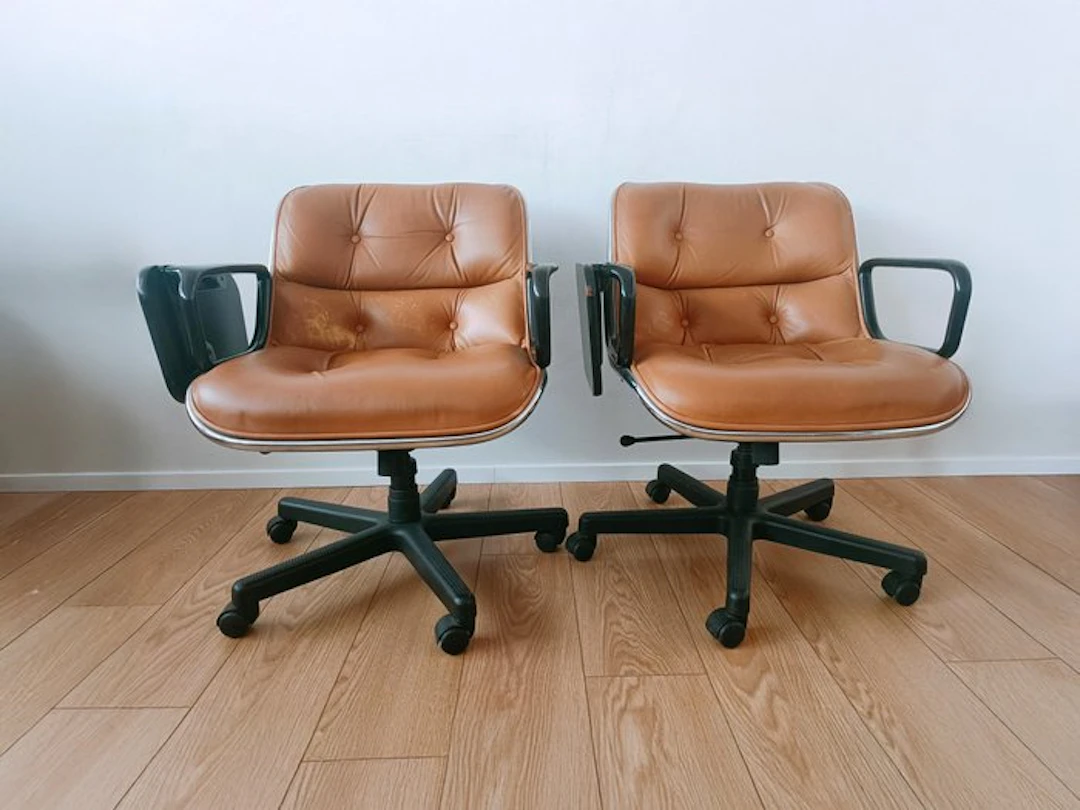 Knoll - Charles Pollock - Chair (2) - Leather, Metal
