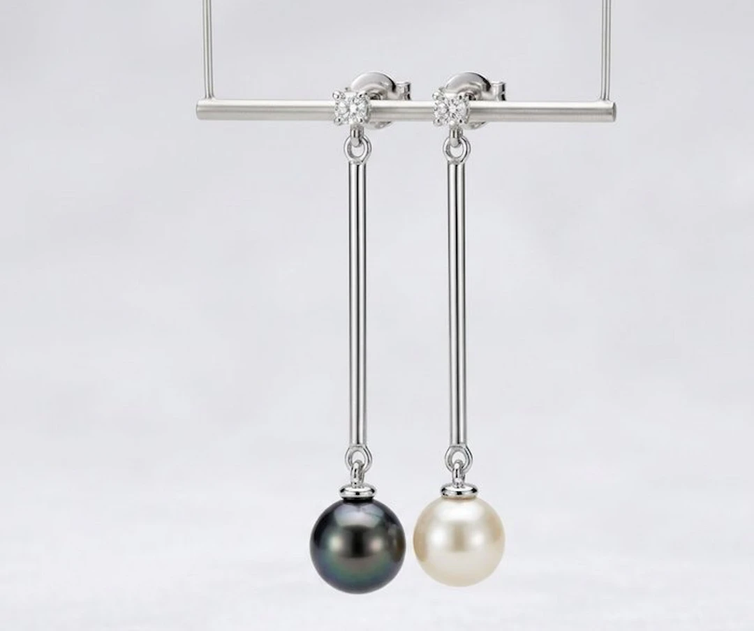 Cocktail earrings - 18 kt. White gold - 0.12ct. tw. Diamond (Natural)