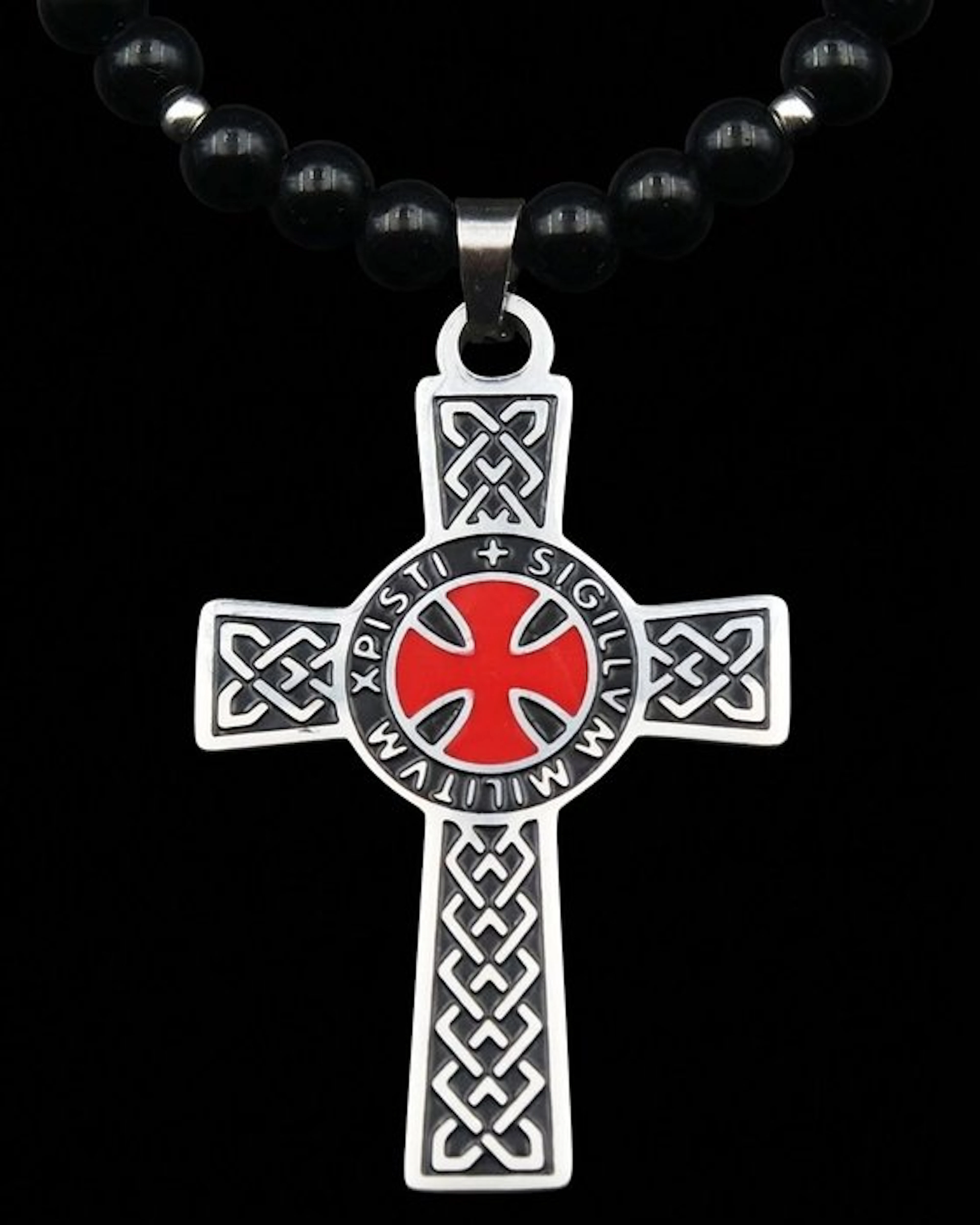 Templar Cross Necklace – Obsidian – The Honour of the...