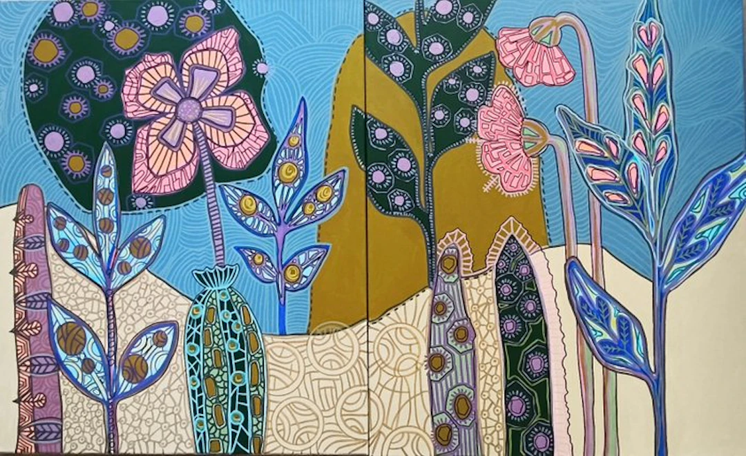 Hajer Aloui - Jardin Graphique (N°8) - Diptyque Botanique (100*61cm)